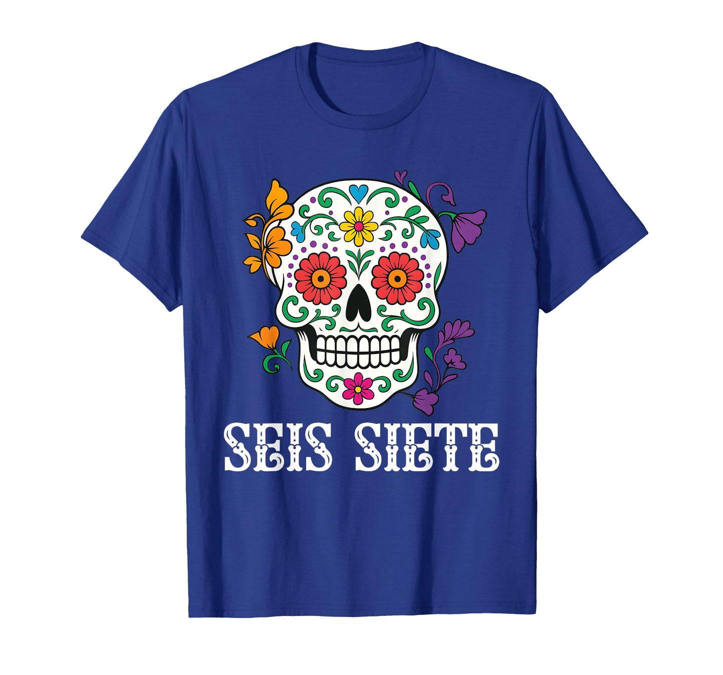 SEIS Siete Mexican Los Muertos Calaveras Sugar Skull 67 Boys T-Shirt