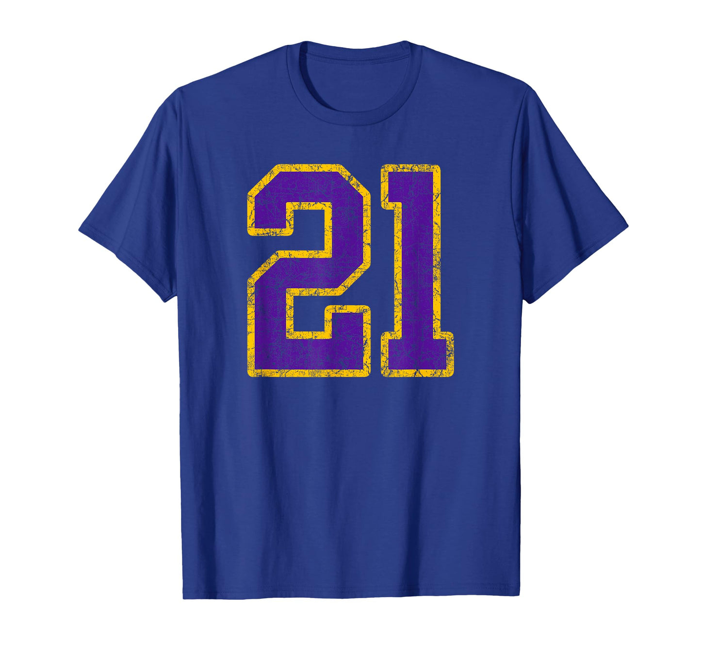 Purple Gold Number 21 Jersey Player Uniform #21 Grunge T-Shirt