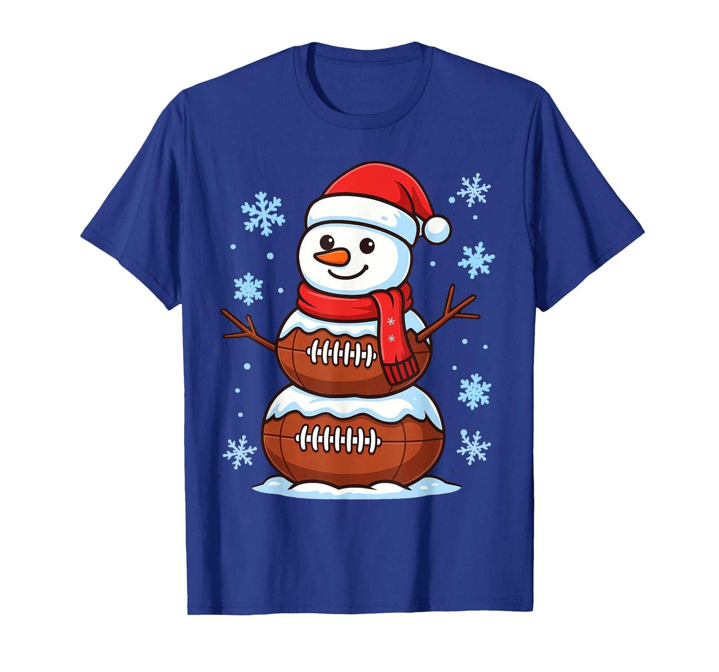 Merry Christmas Football Snowman Pajamas Funny Sports Xmas T-Shirt