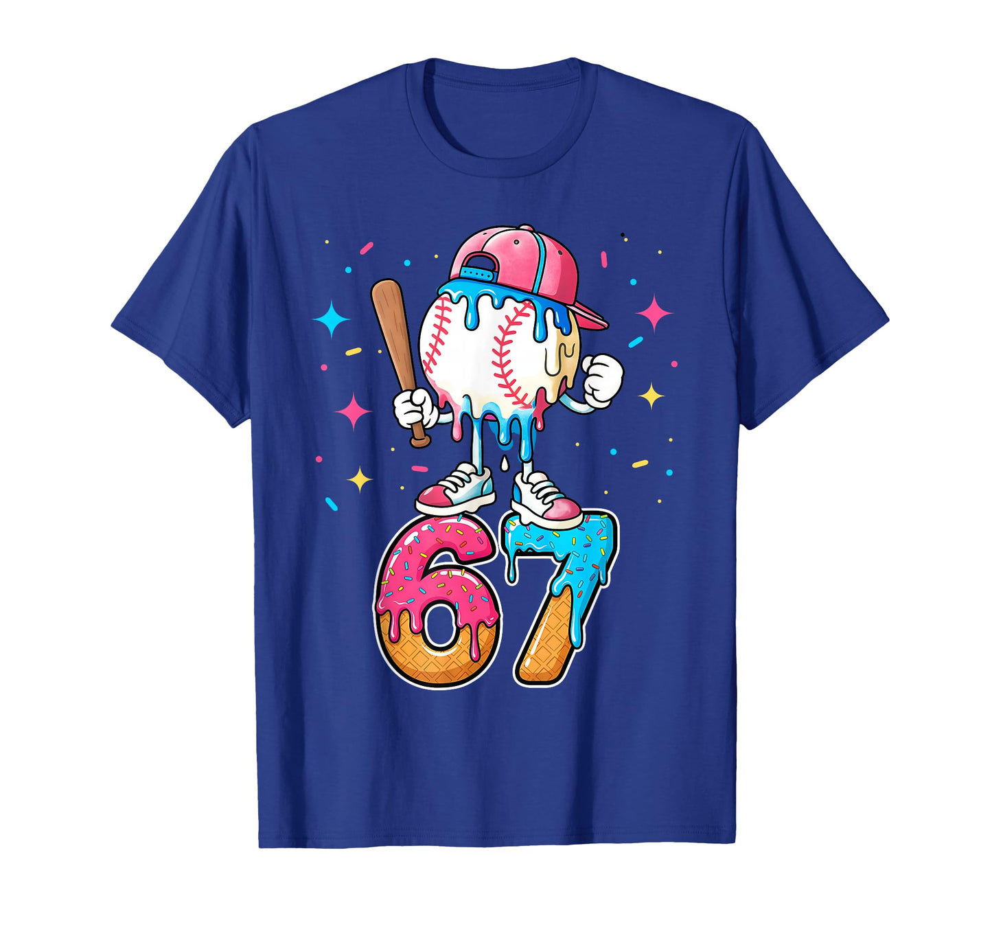 Baseball Drip Number 67 Six Seven Meme Ice Cream Dripping T-Shirt