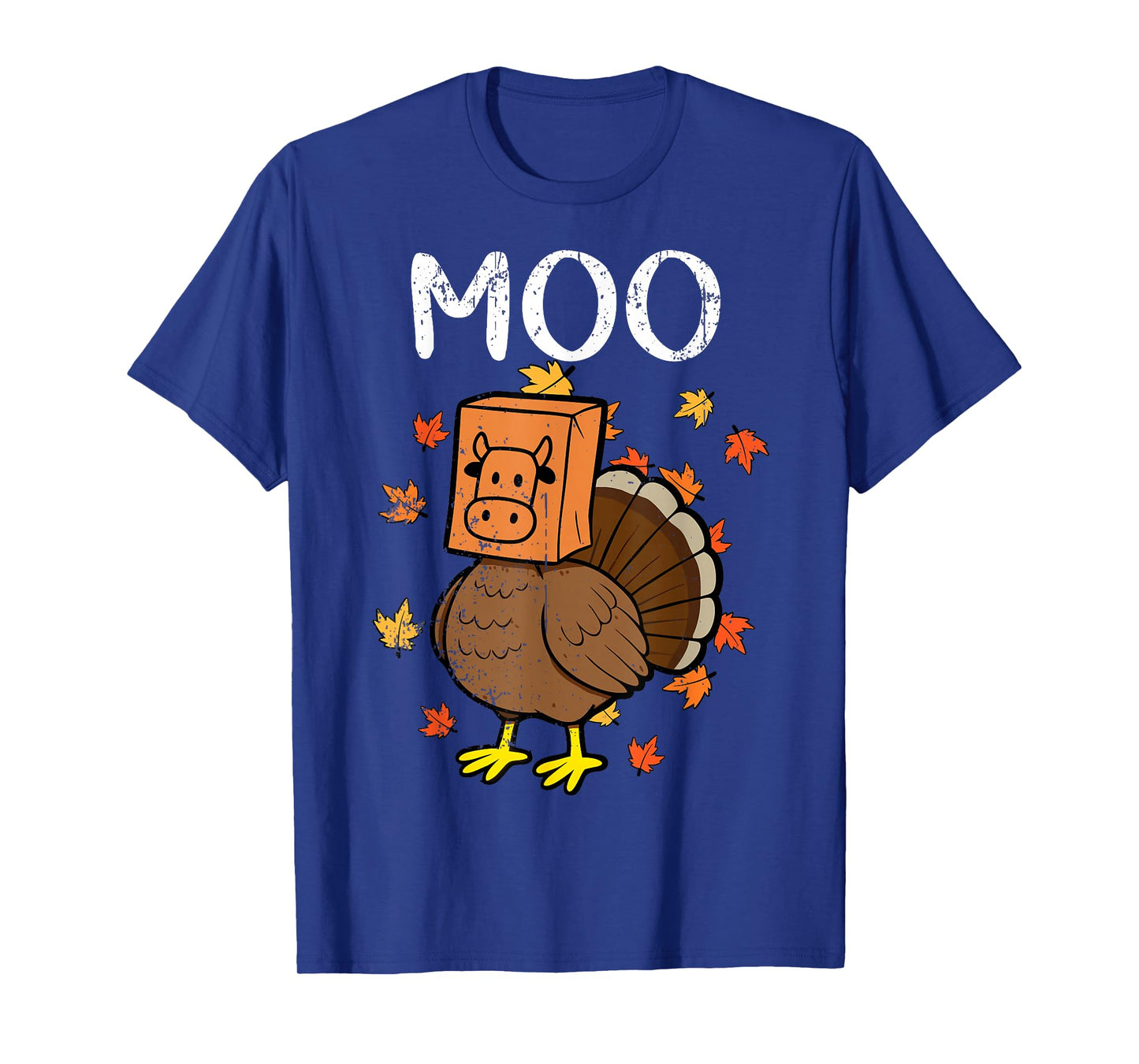 Thanksgiving Turkey Moo Cow Head Funny Fall Men Women Kids T-Shirt