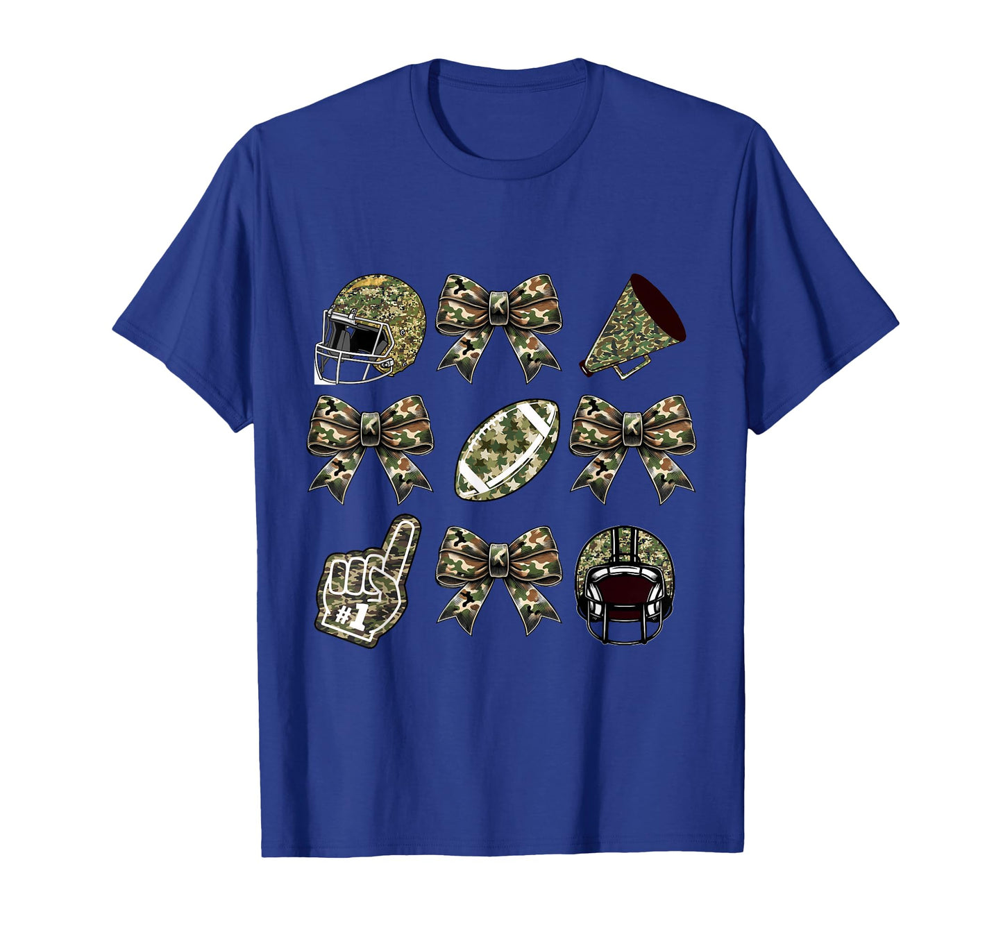 Camo Football Coquette Bow Football Mom Game Day Girls Women T-Shirt