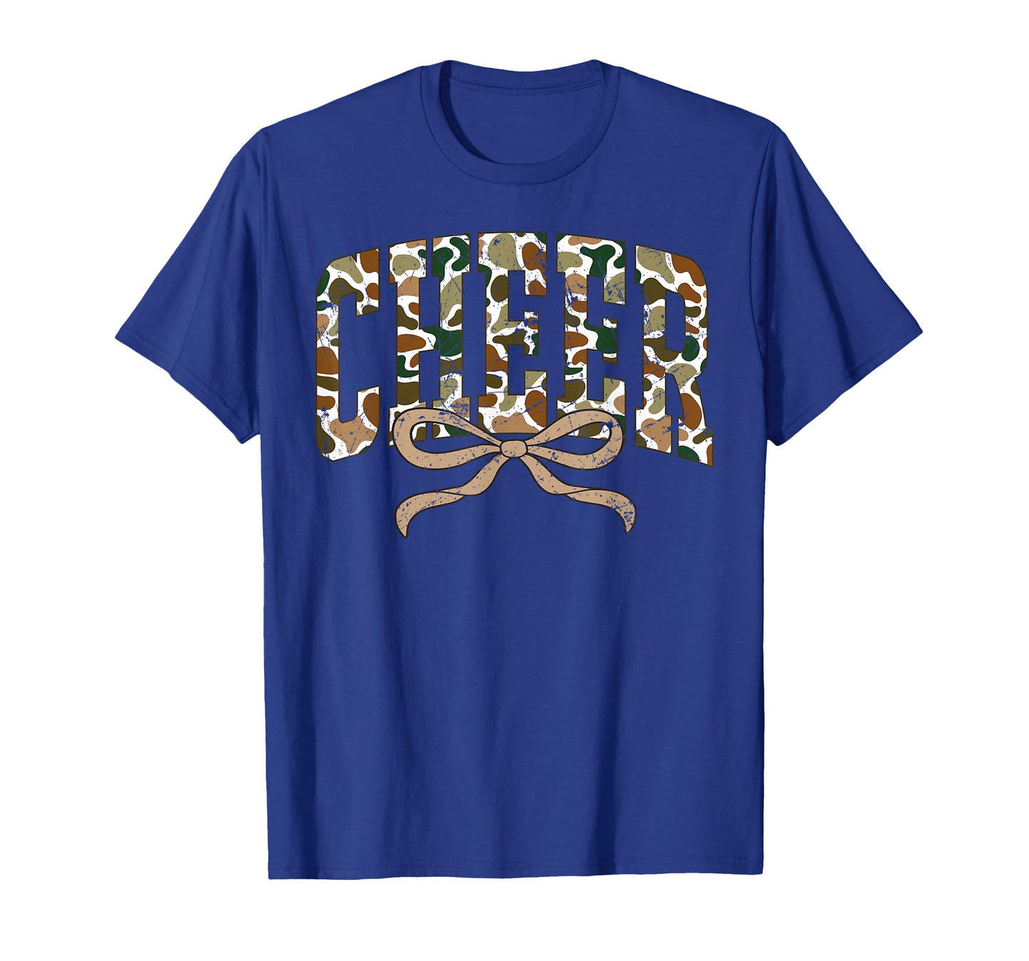 Retro Camo Cheer Coquette Bow Camouflage Sport Cheerleader T-Shirt