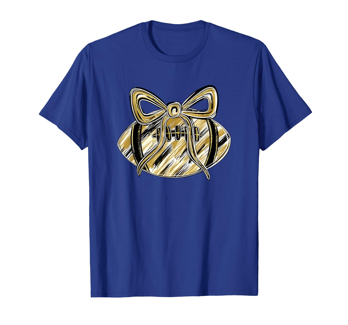 Gold Black Football Game Day Touchdown Season Coquette Bow T-Shirt