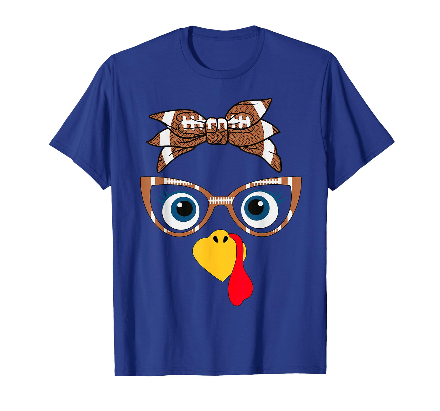 Funny Thanksgiving Turkey Face Family Football Women Girls T-Shirt