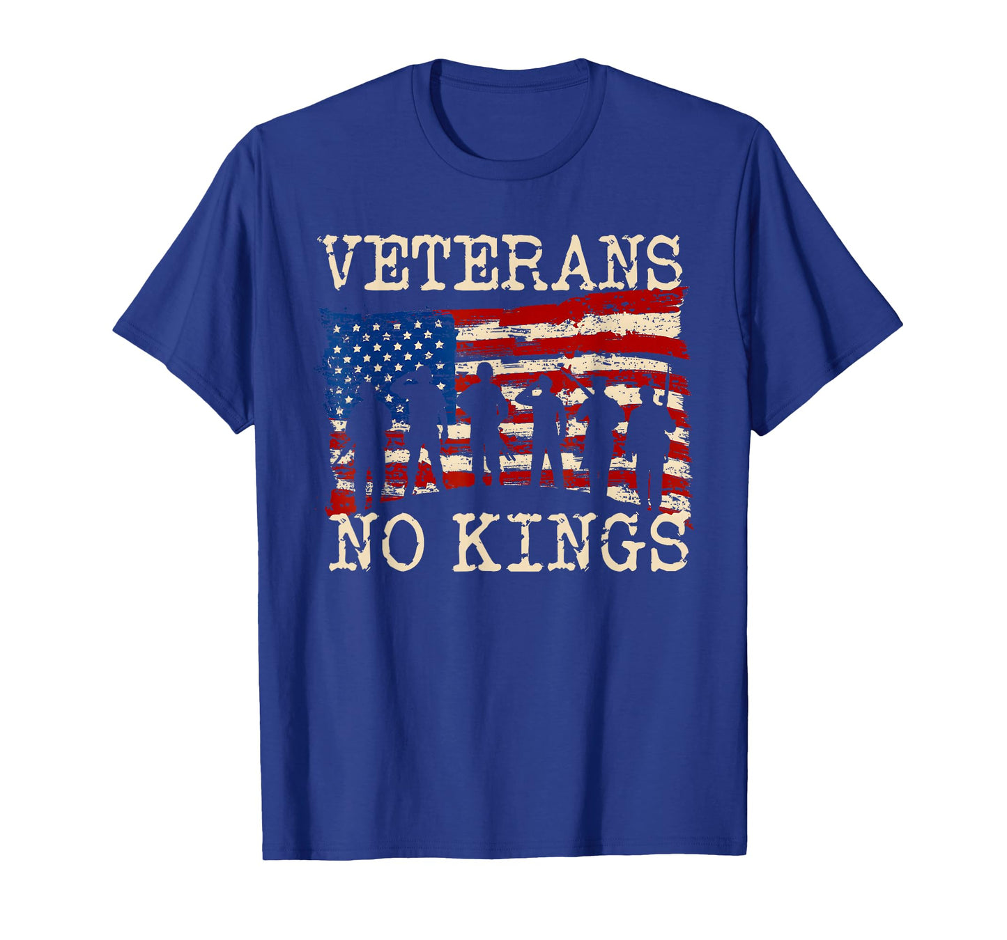 Veterans No Kings Vintage Military America Flag Veterans Day T-Shirt