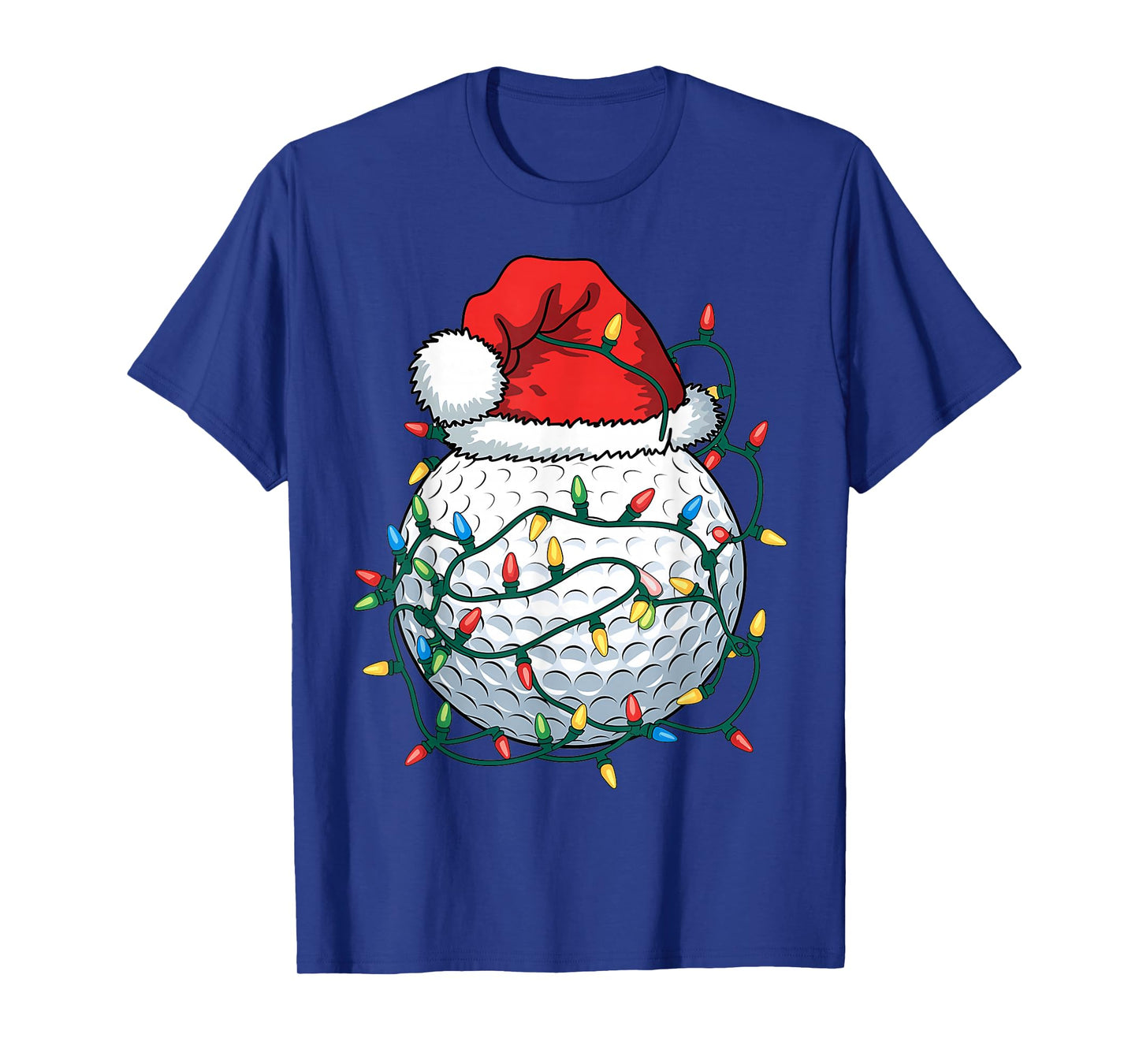 Golf Ball Santa Hat Men Womens Christmas Golfing Xmas Lights T-Shirt