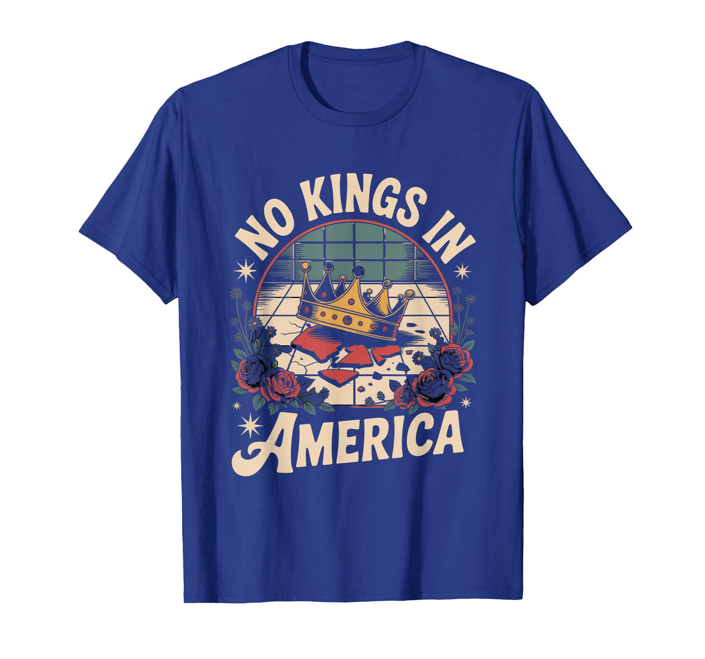 No Kings In America Floral Retro Democracy T-Shirt