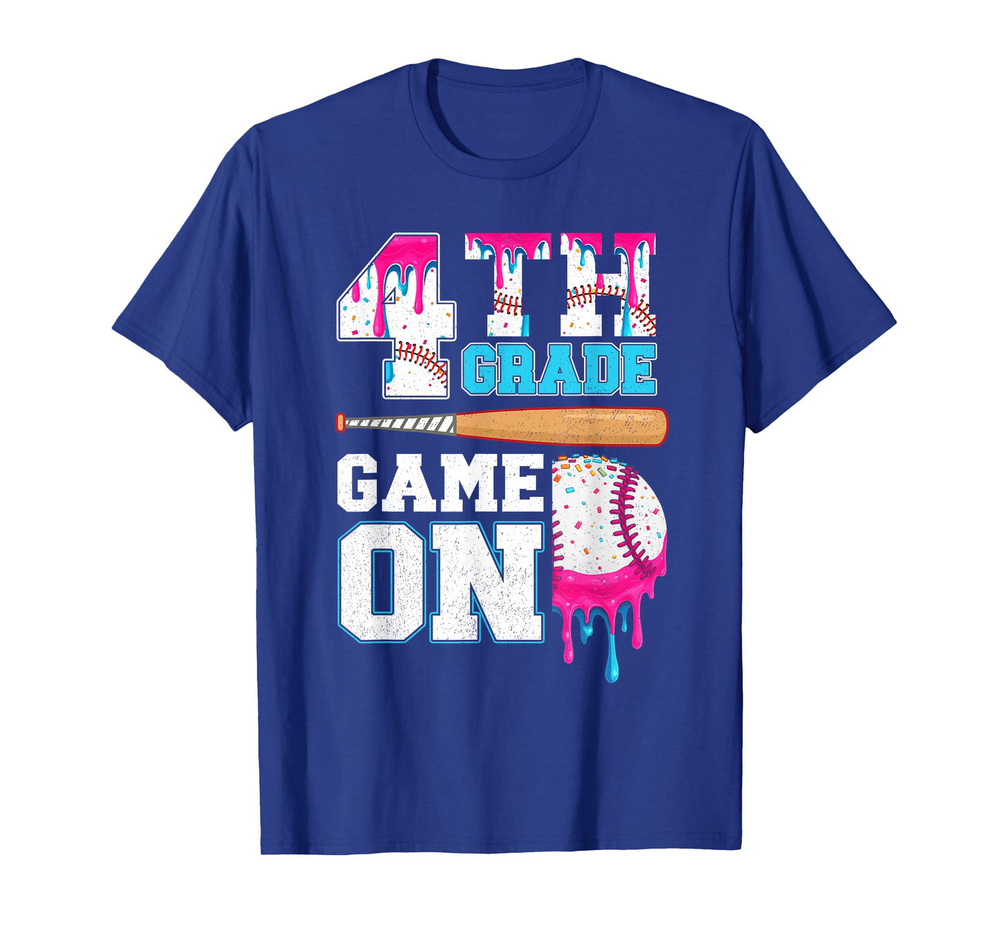4th Grade Back to School Baseball Drip Ice Cream Game On Kid T-Shirt