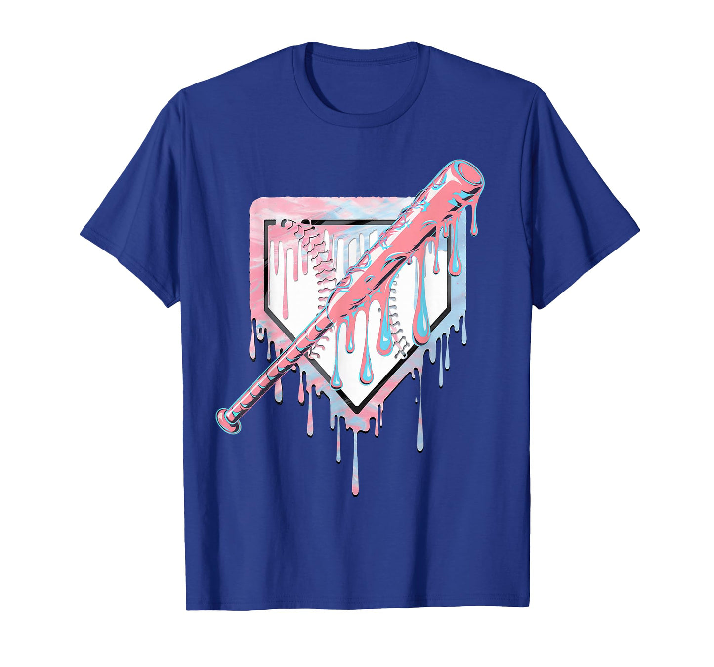 Baseball Ice Cream Dripping Baseball Home Plate Drip T-Shirt