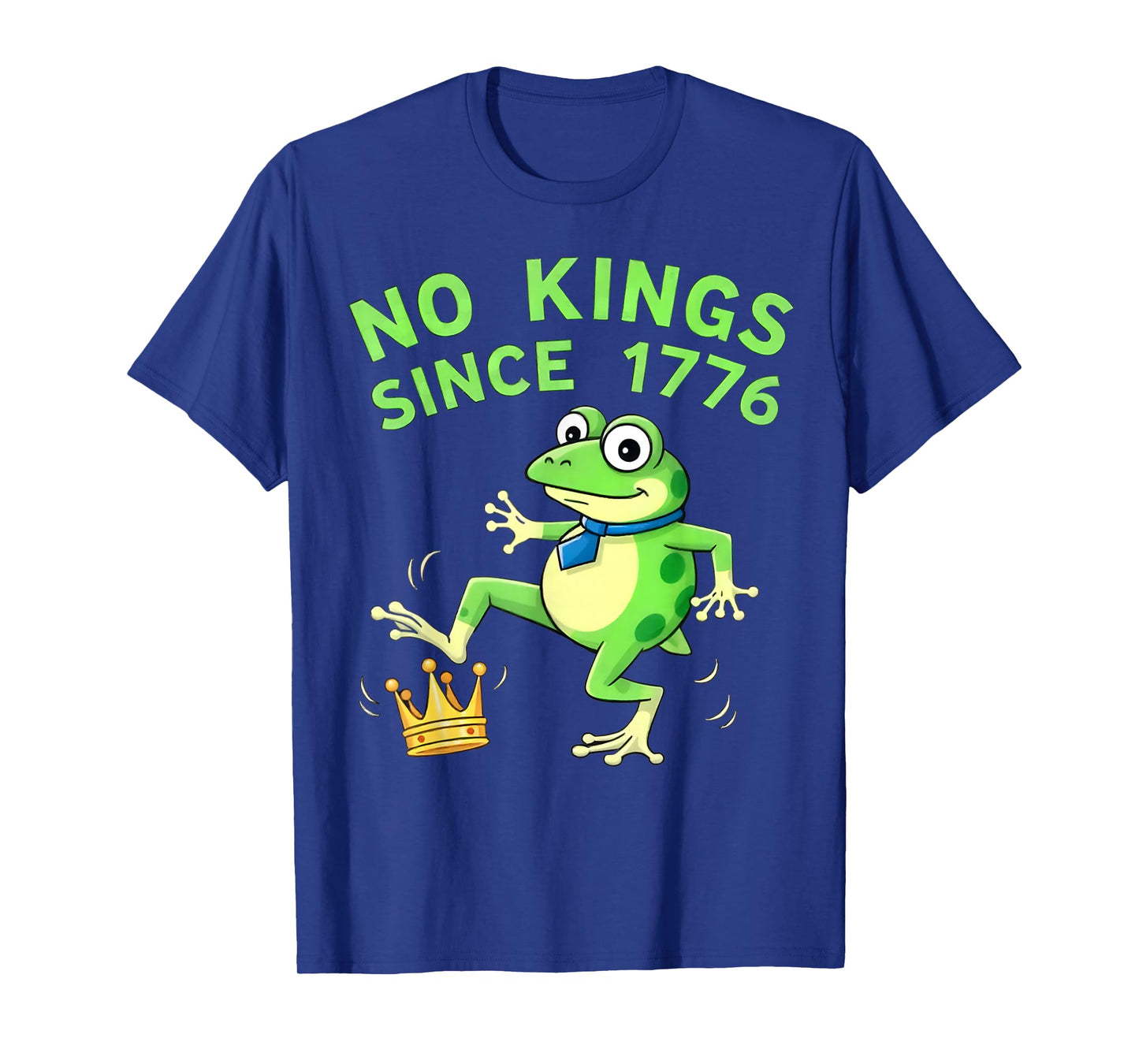 No Kings Since 1776 Portland Frog Kicking Crown Retro T-Shirt