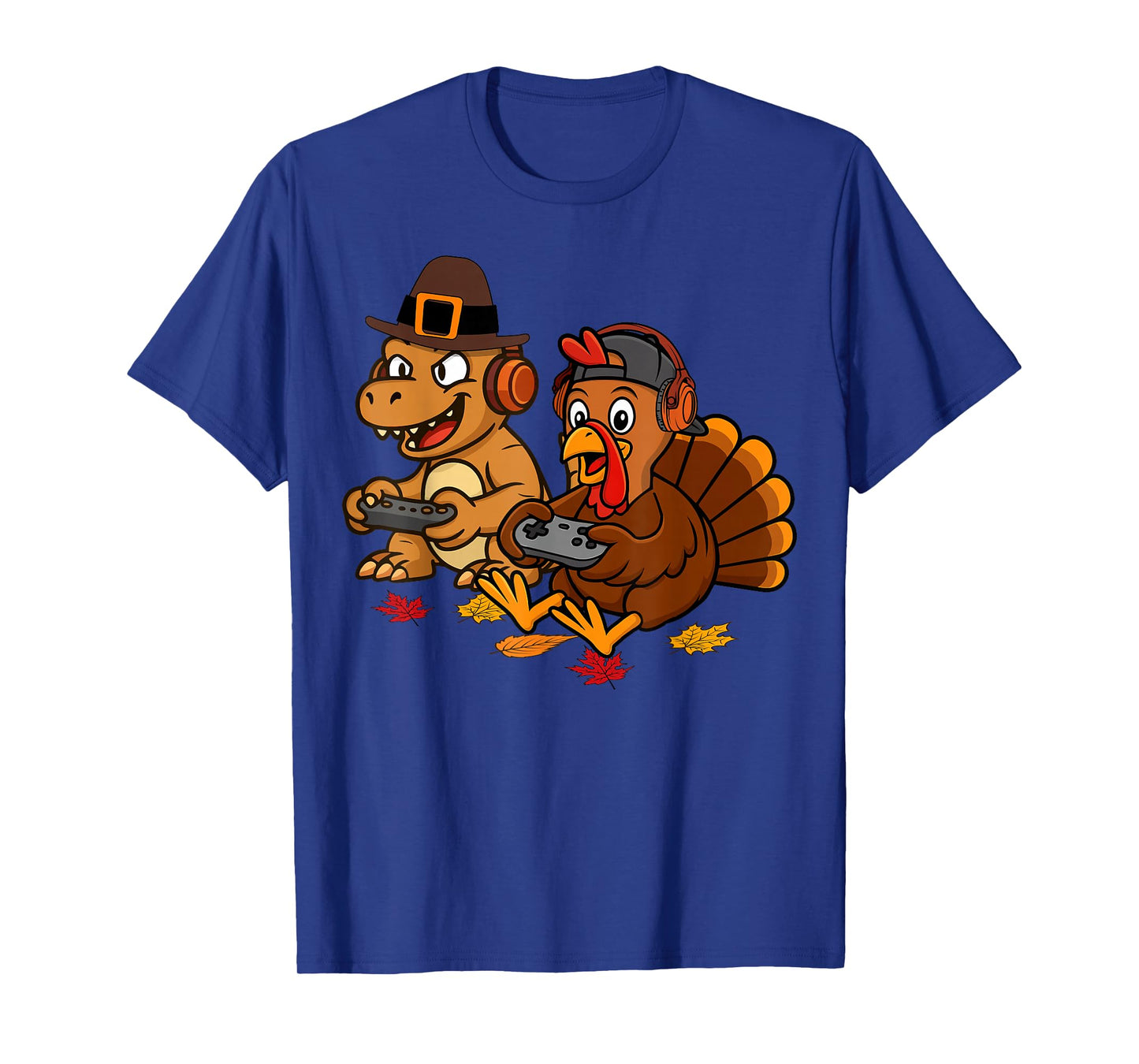 Thanksgiving Gaming Fall Turkey Dinosaur Gamer Boys Men T-Shirt