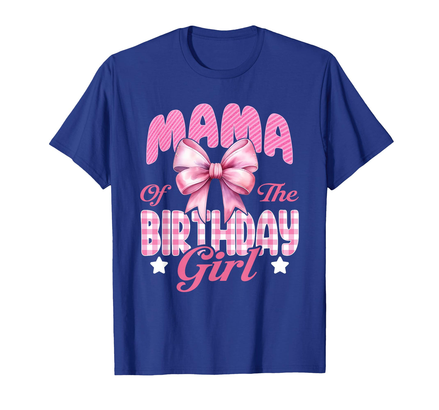 Mama of The Birthday Girl Family Pink Coquette Bow T-Shirt