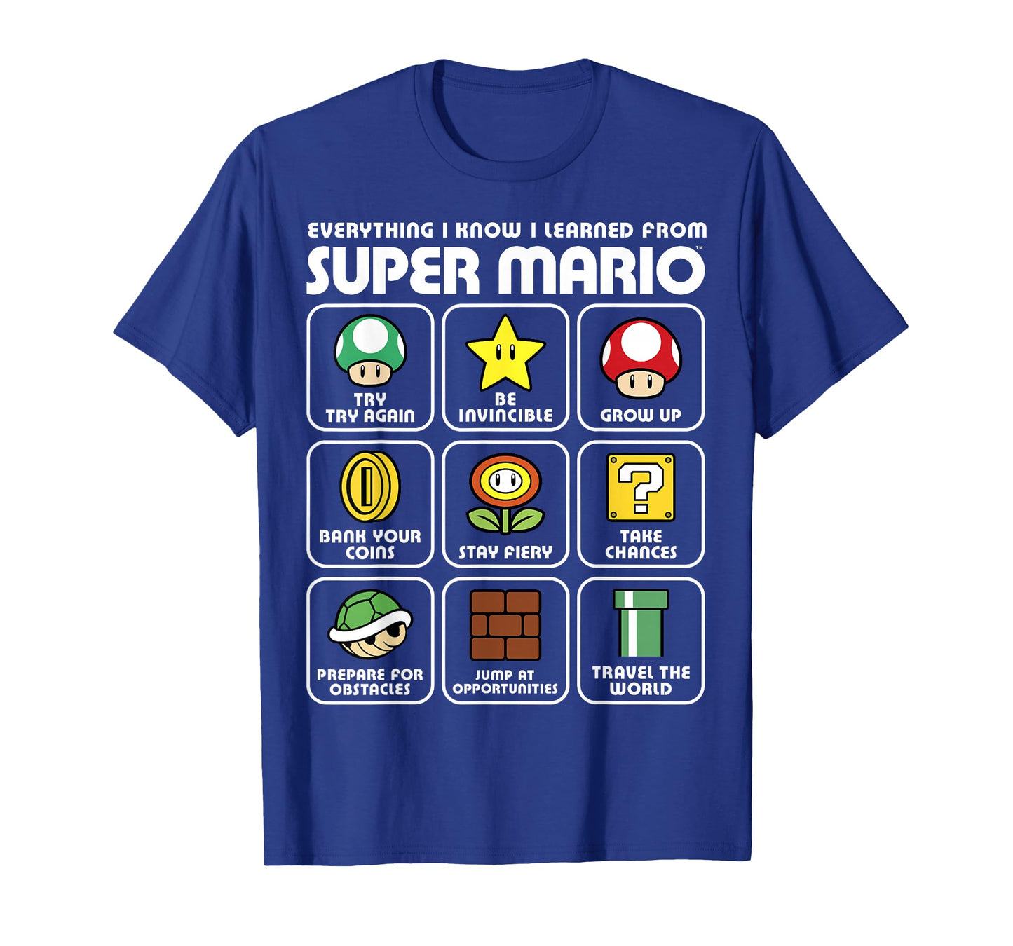Nintendo Super Mario Life Lessons Icons Graphic T-Shirt T-Shirt