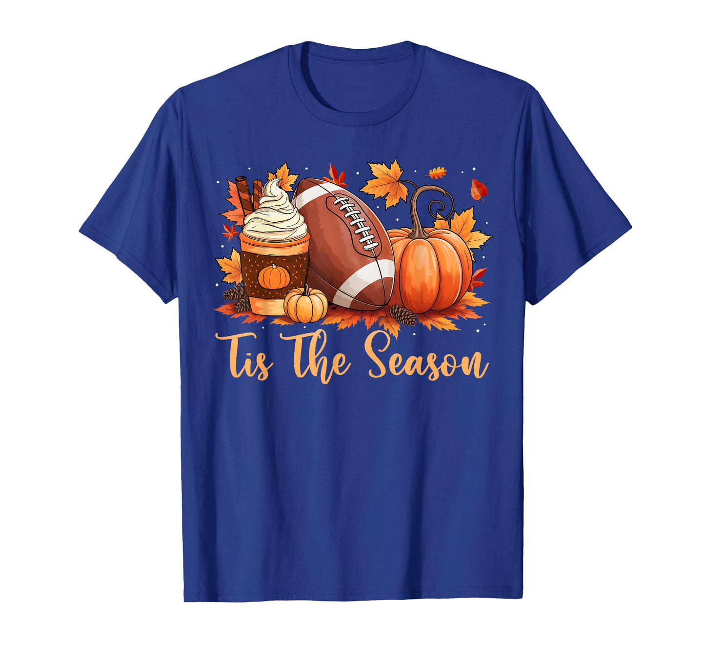 Tis The Season Fall Thanksgiving Pumpkin Spice Football T-Shirt