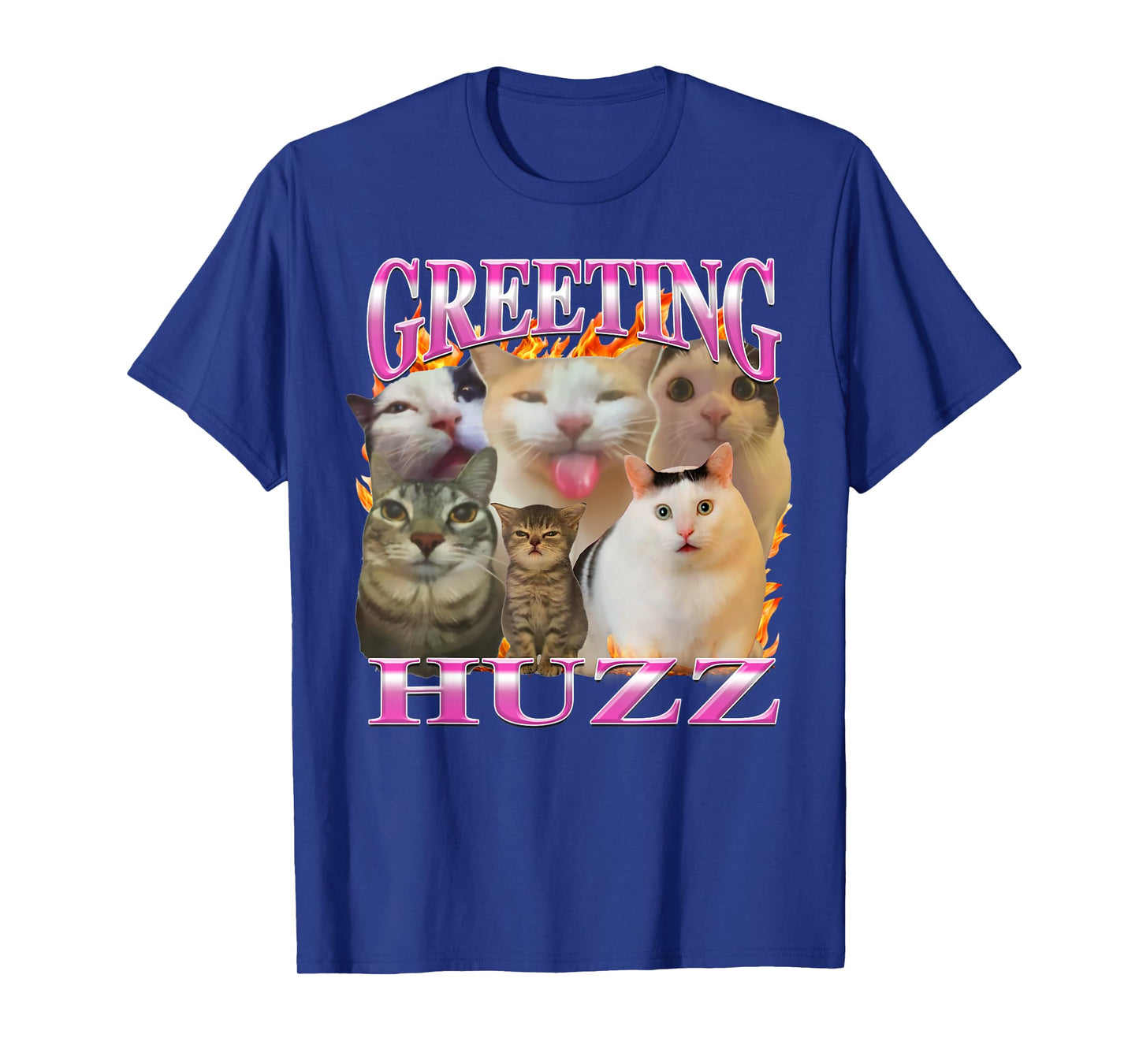 Greetings Huzz Funny Cat Meme Bootleg Graphic Men Women T-Shirt