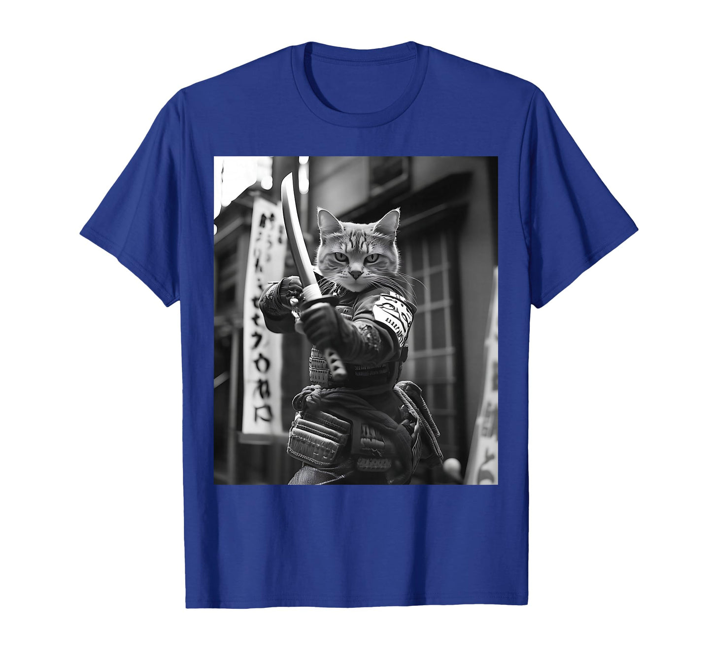 Funny Japanese Samurai Cat Meme Martial Arts Dad Graphic Tee T-Shirt
