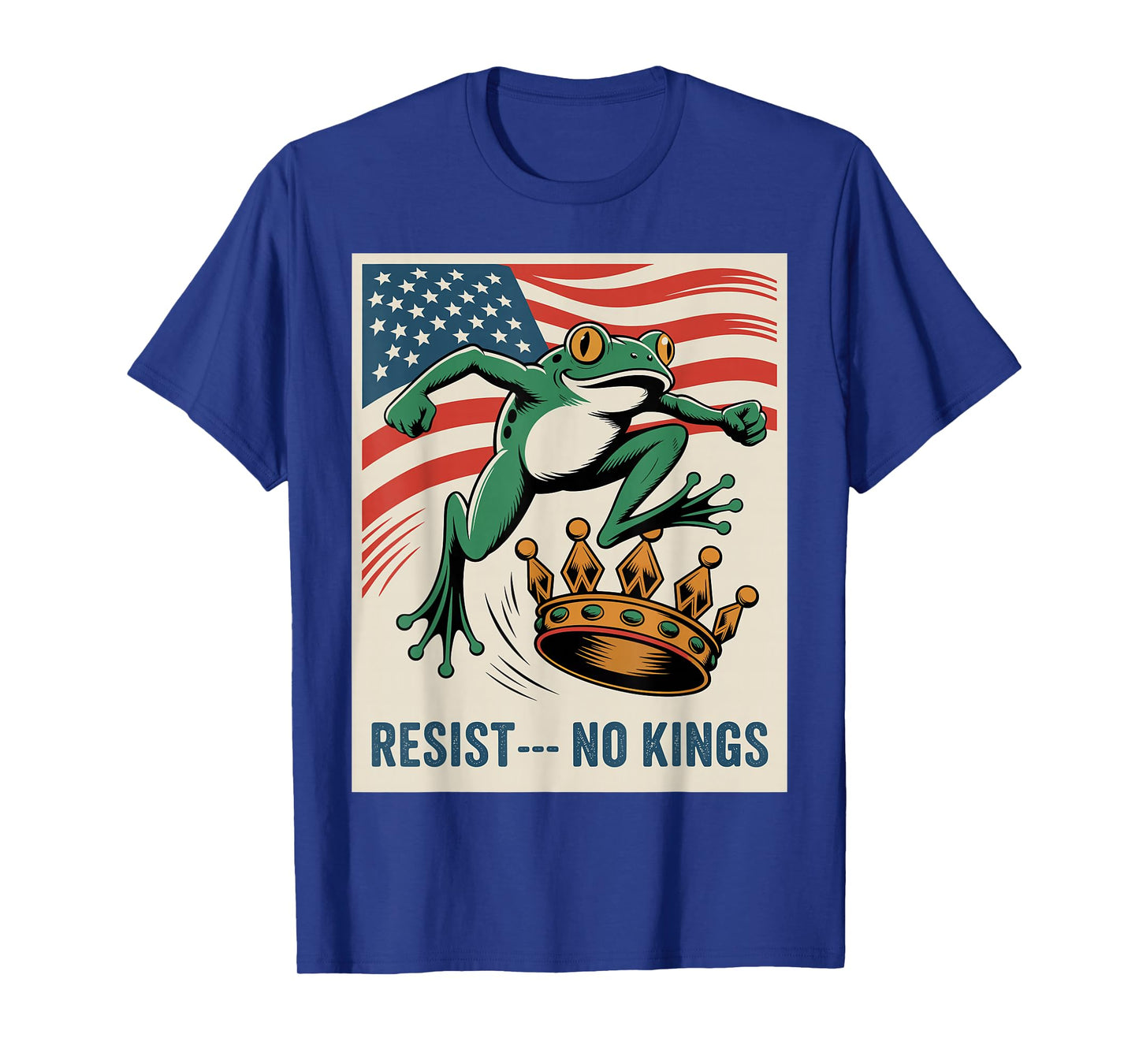 Resist No Kings USA Flag Frog Patriot Political Protest T-Shirt