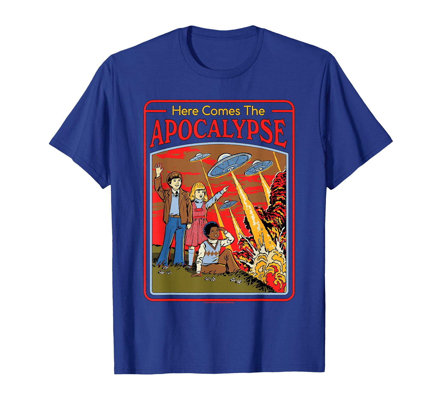 Here Comes the Apocalypse UFO Retro Funny Adult Humor T-Shirt