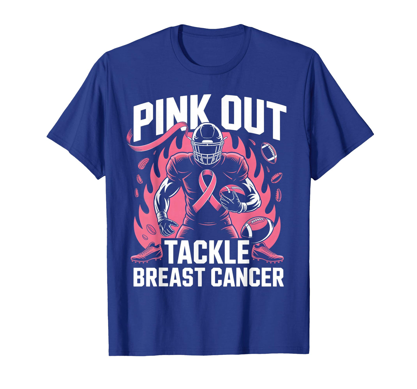 Pink Out Tackle Breast Cancer Team Support American Football T-Shirt
