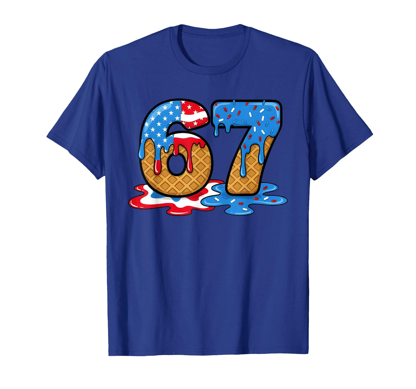 67 Ice Cream Drip Meme Funny Six Seven Gen Alpha Slang T-Shirt