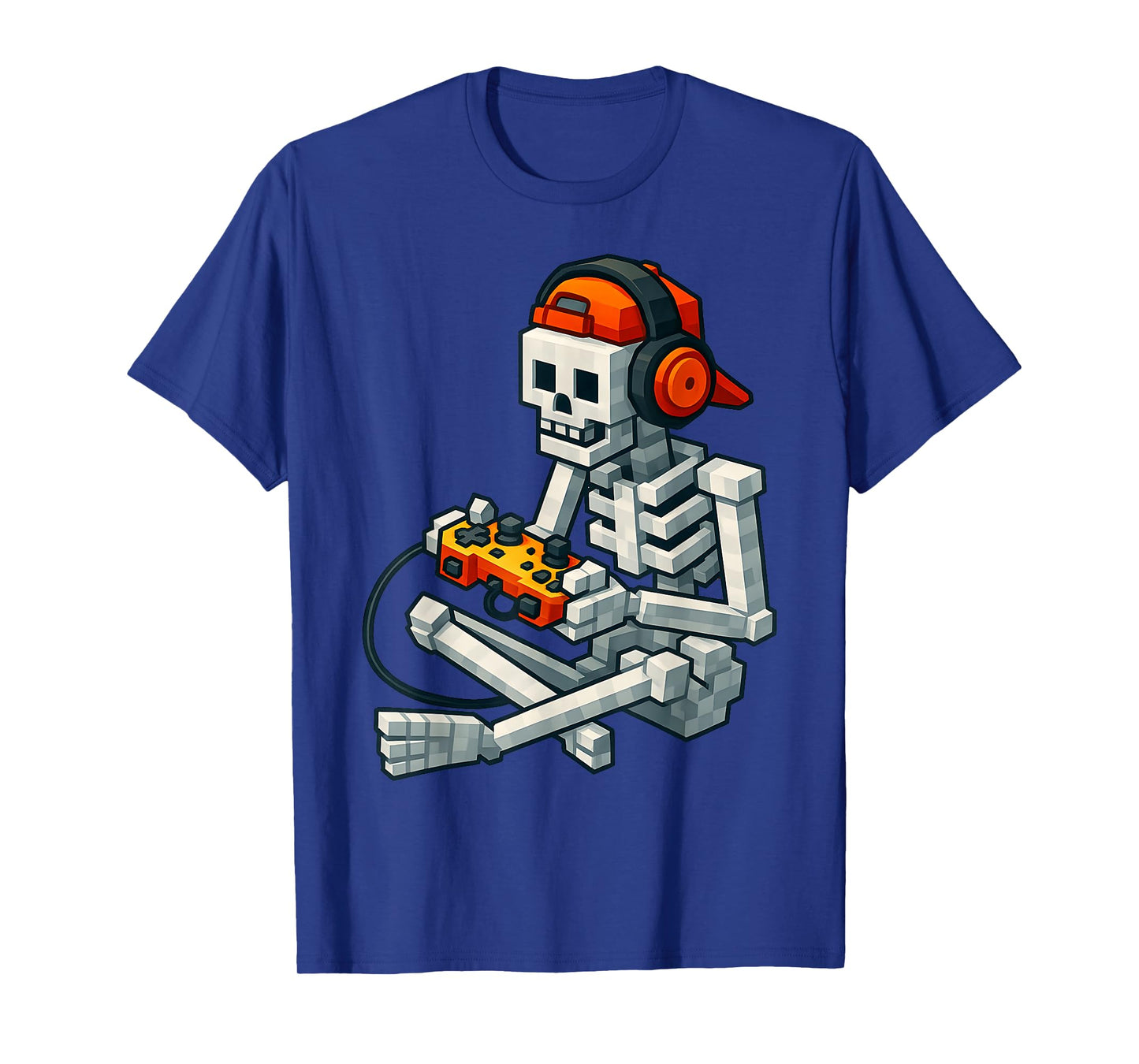 Halloween Skeleton Gamer Pixel Video Gaming Boys Men Kids T-Shirt
