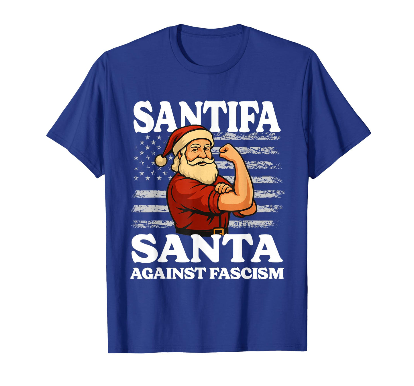 Funny Santifa Santa Against Fascism Flag Resist No Kings T-Shirt