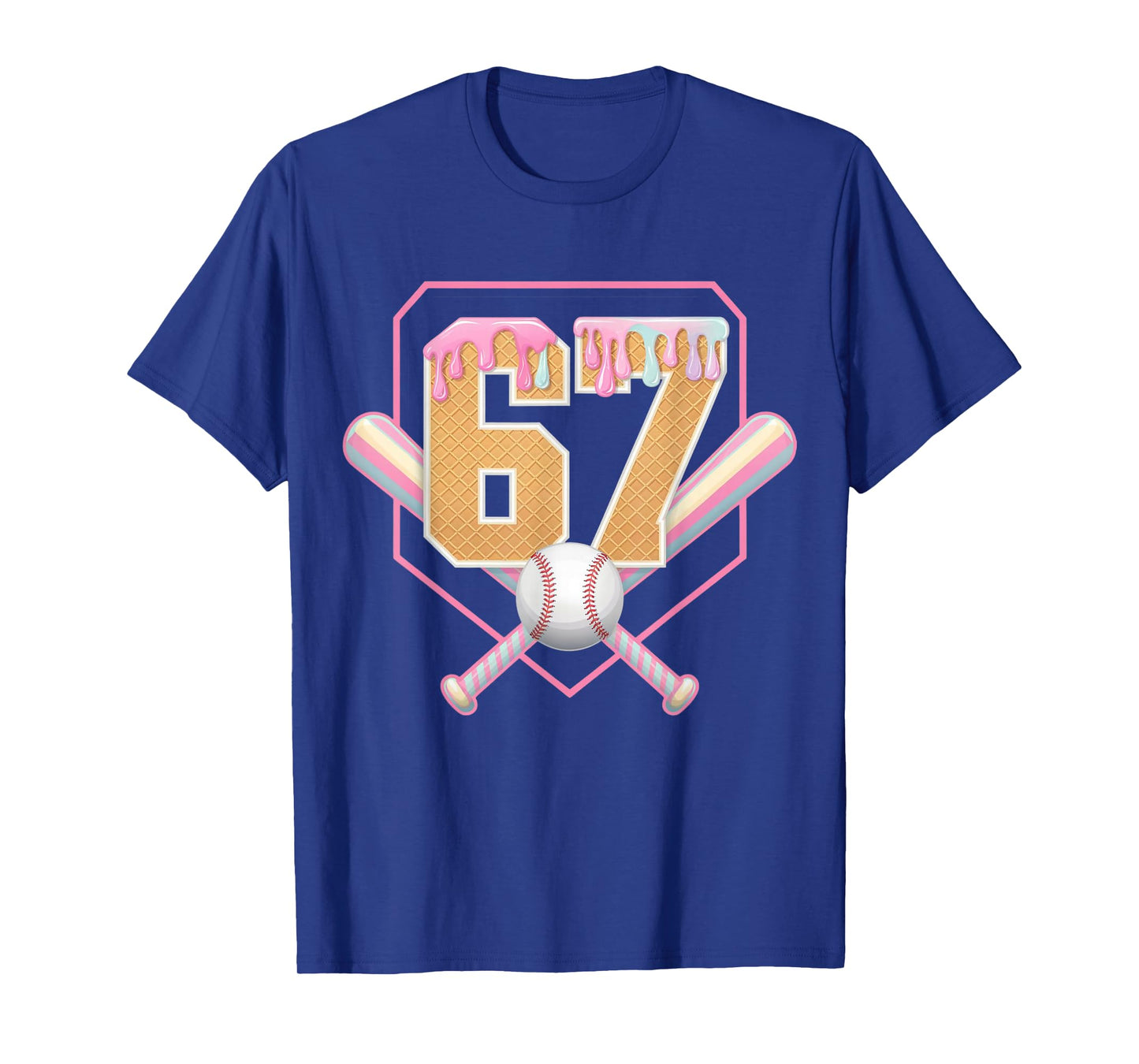 Baseball Drip Number 67 Player Or 67th Birthday T-Shirt