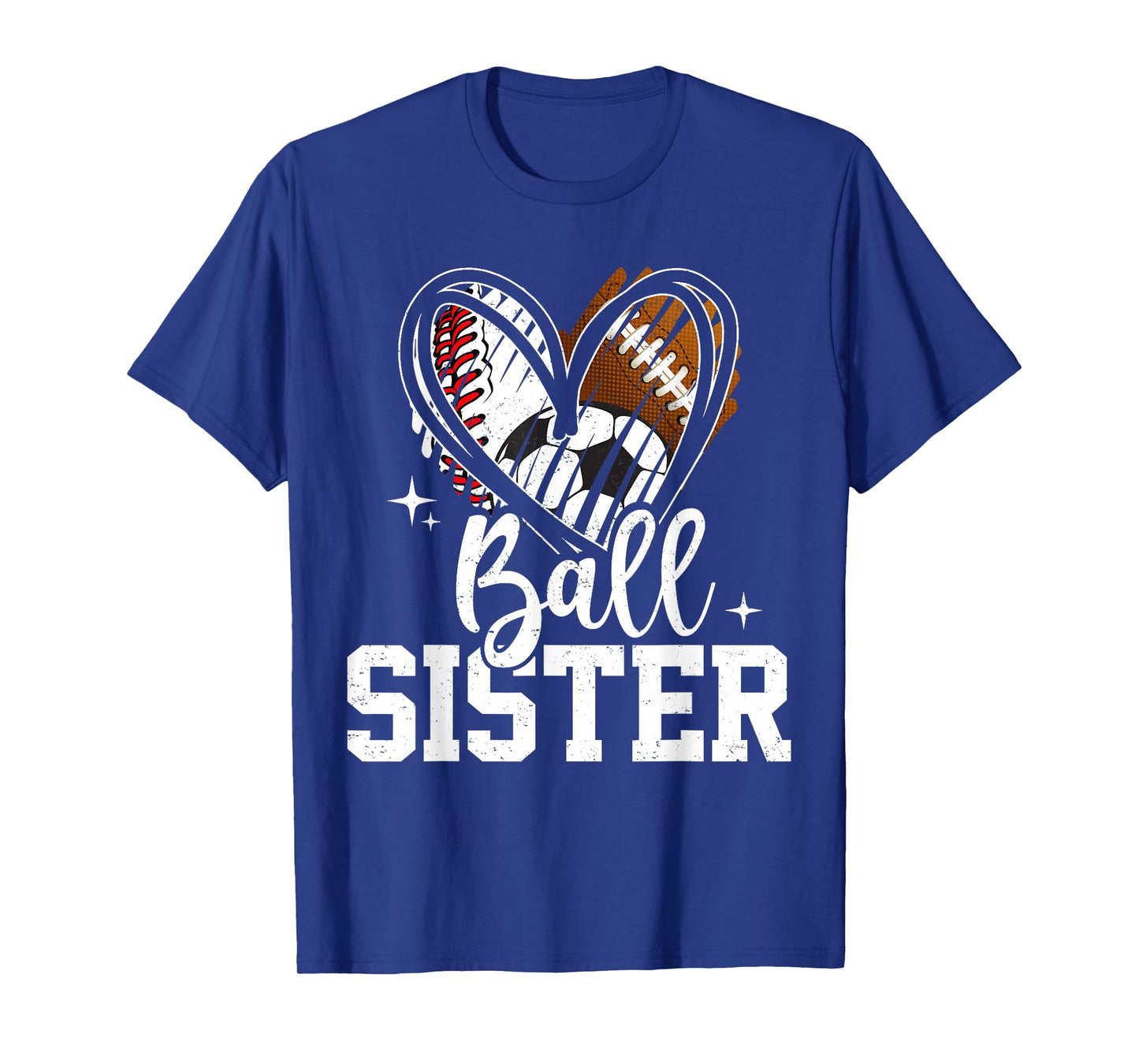 Ball Sister Baseball Football Soccer Sister Heart T-Shirt