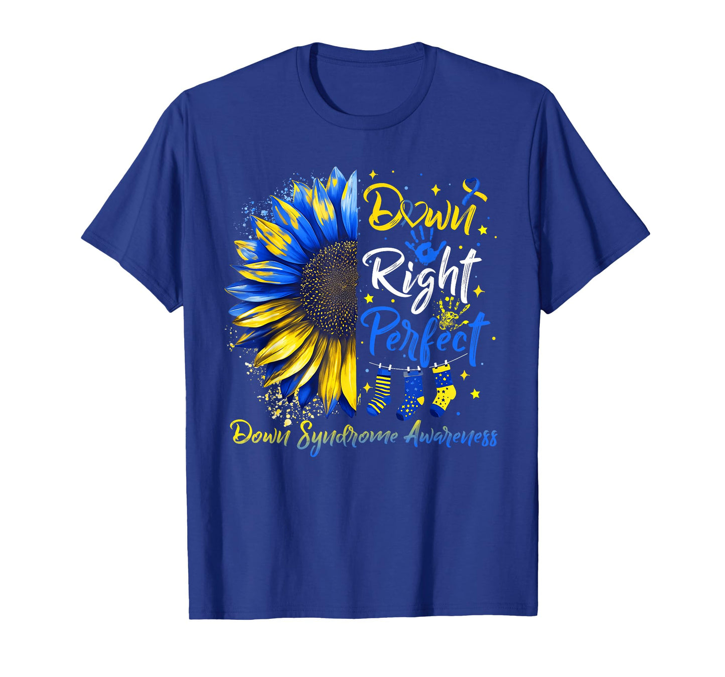 Down Right Perfect Down Syndrome Awareness Ribbon Sunflower T-Shirt