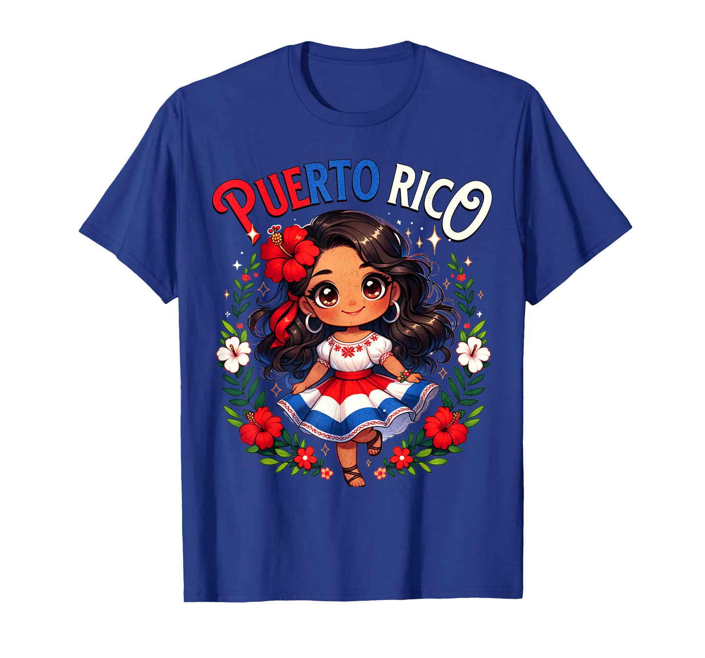 Puerto Rican Girl Culture Pride Cute Girl Traditional Dress T-Shirt