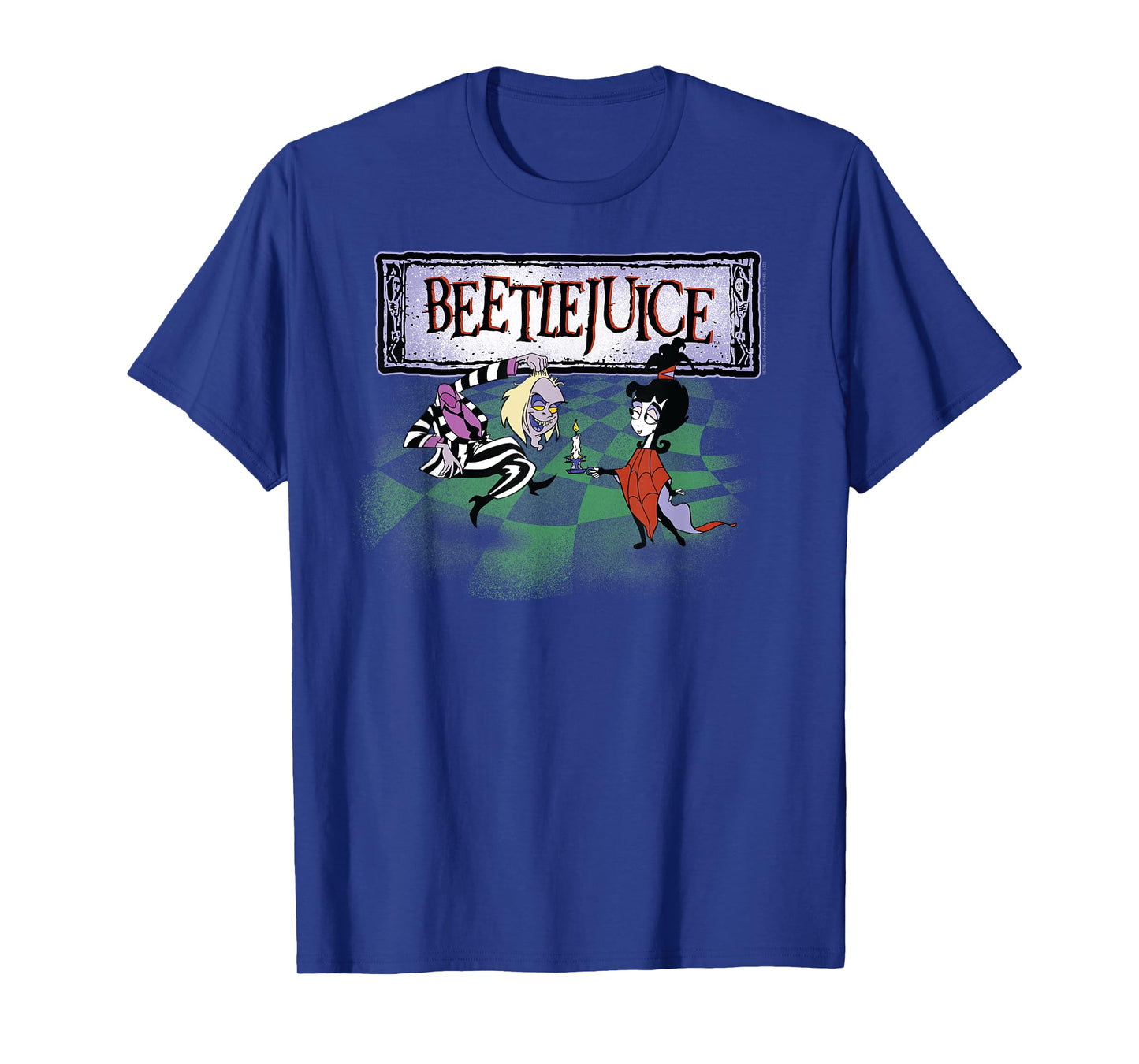 Beetlejuice Intro Checkerboard Beetlejuice and Lydia Cartoon T-Shirt