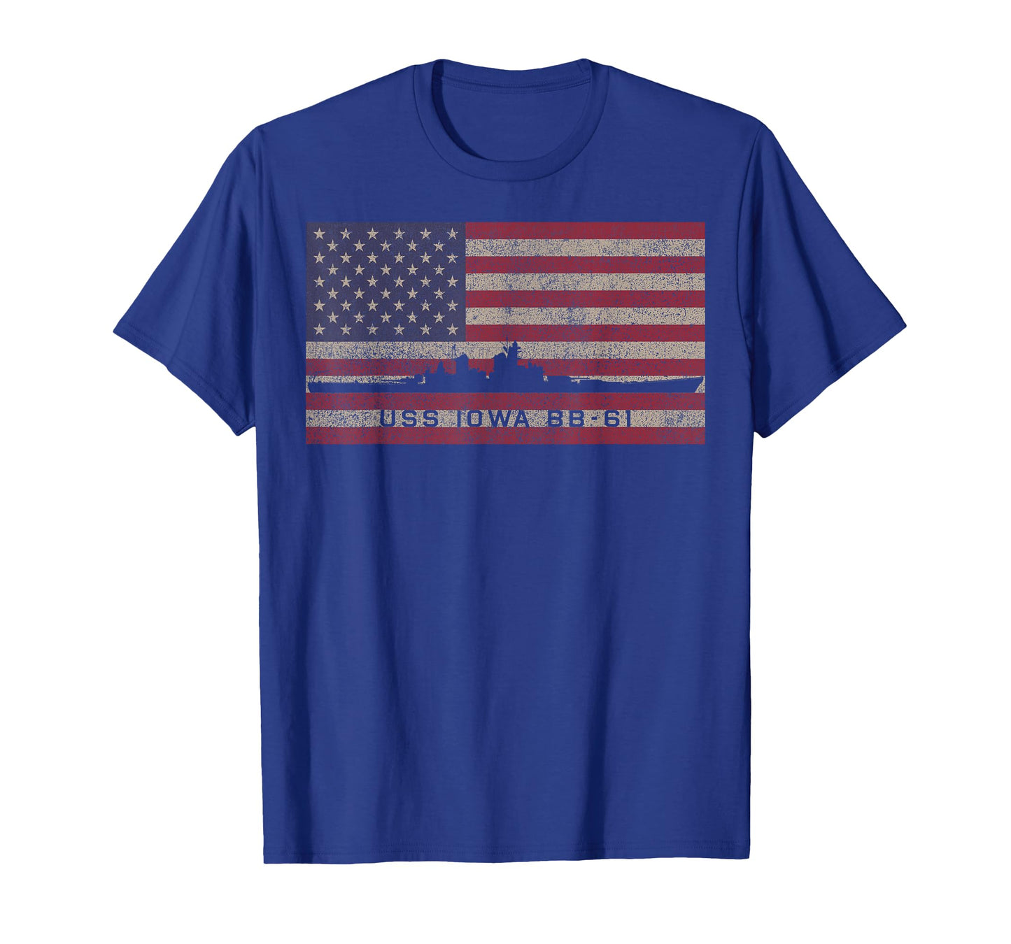USS Iowa BB-61 WW2 Battleship USA American Flag T-Shirt