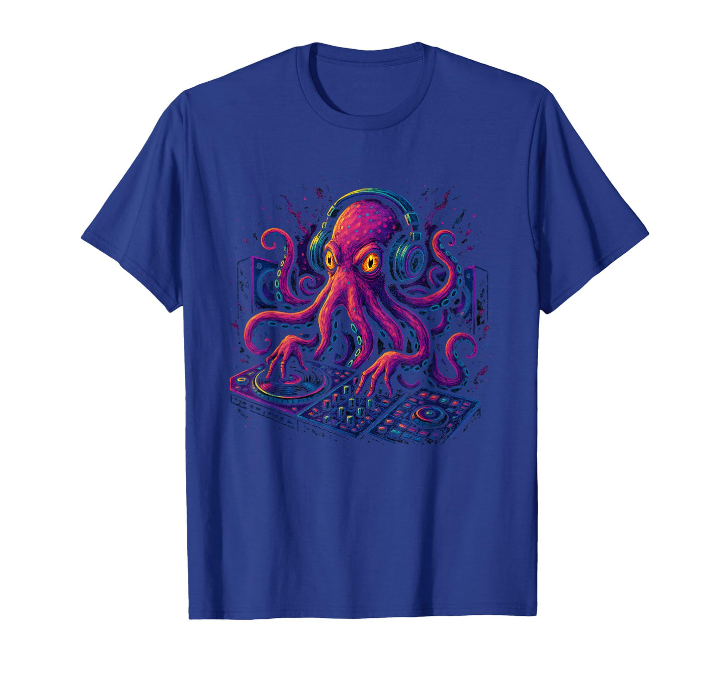 Cool Octopus DJ Techno Rave Music Vaporwave EDM T-Shirt