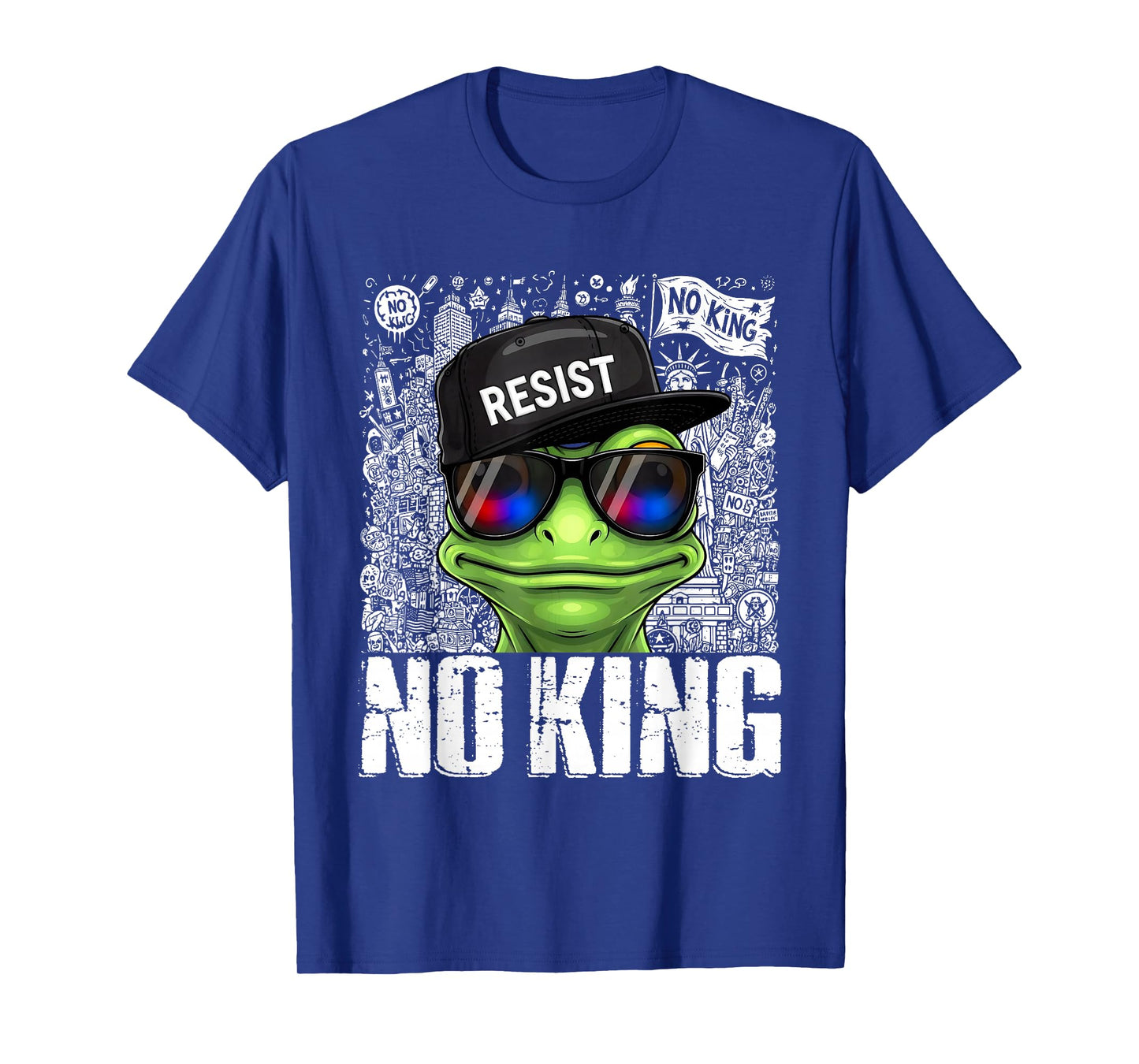 Vintage Cool Frog Resist No King Graphic Retro Streetwear T-Shirt