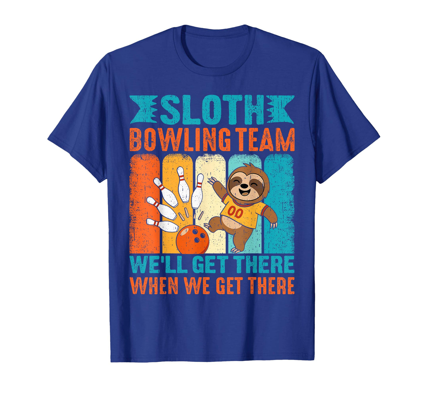 Retro Sloth Bowling Team Funny Sport Strike T-Shirt