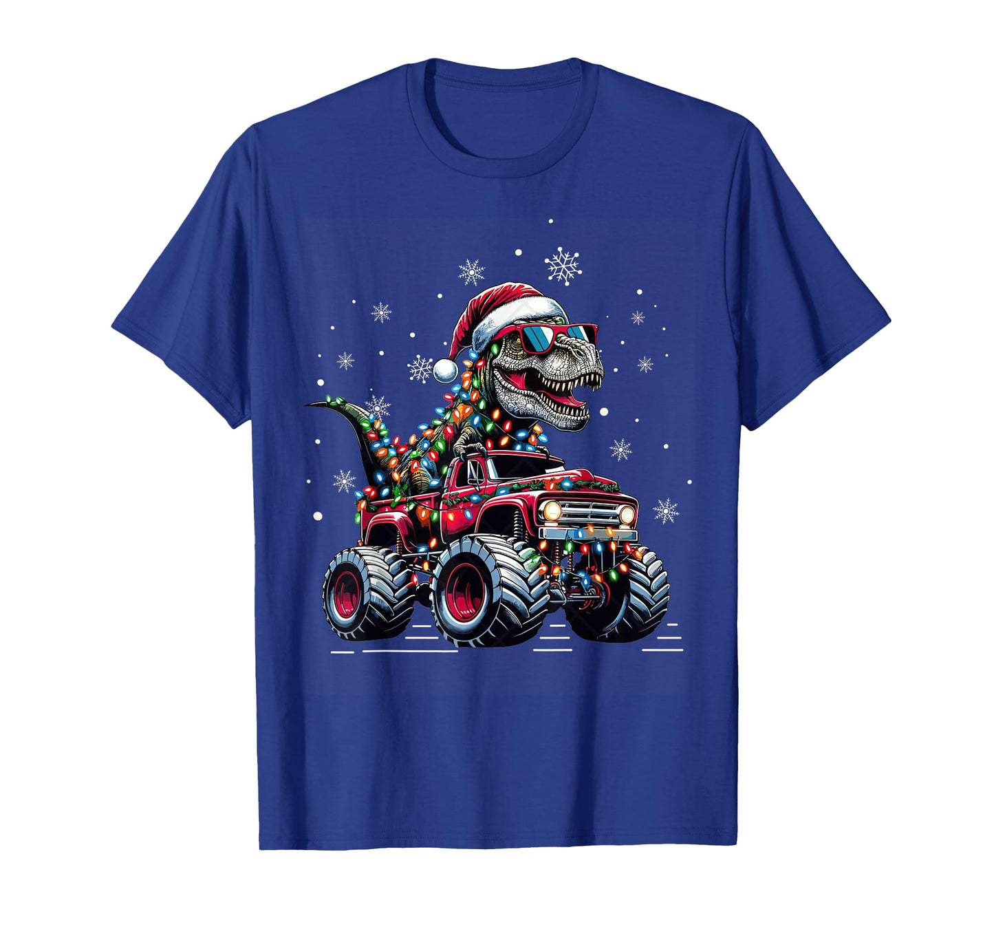 Monster Truck Dinosaur TRex Christmas Boys Kids T-Shirt