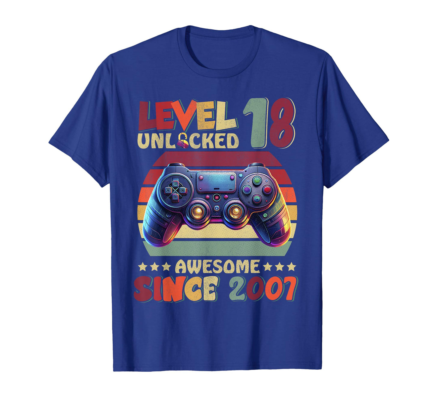 Level 18 Unlocked Awesome Since 2007 18th Birthday Gaming T-Shirt