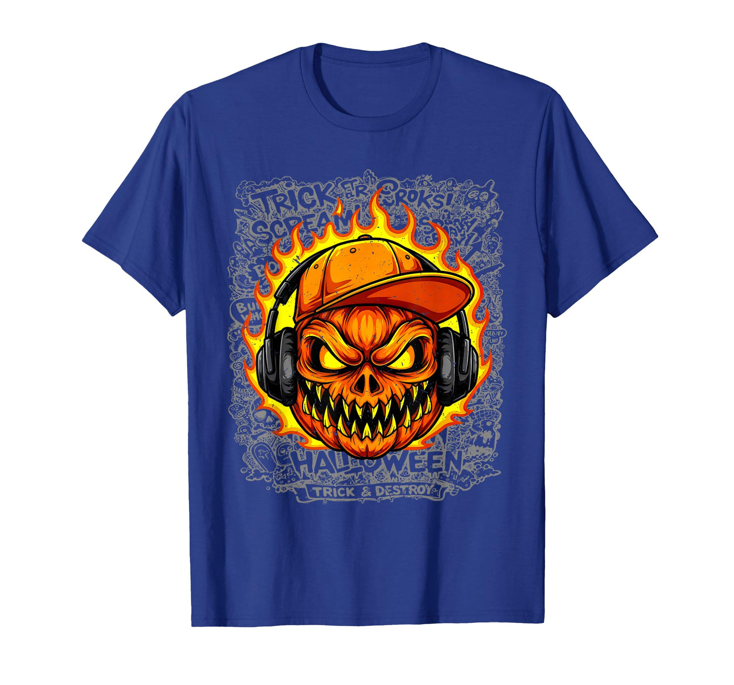 Spooky Season Pumpkin Halloween Graffiti for Boys and Kids T-Shirt
