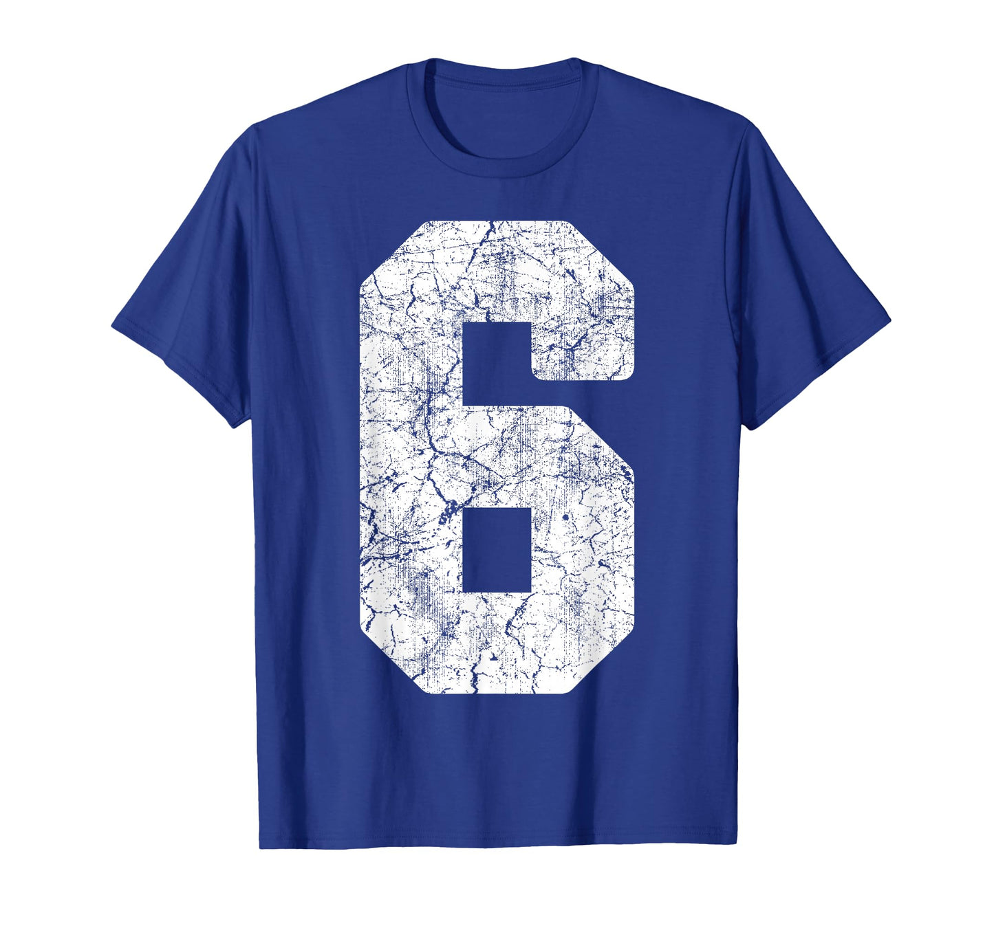 Distressed White Number 6 Jersey Player Uniform #6 Grunge T-Shirt