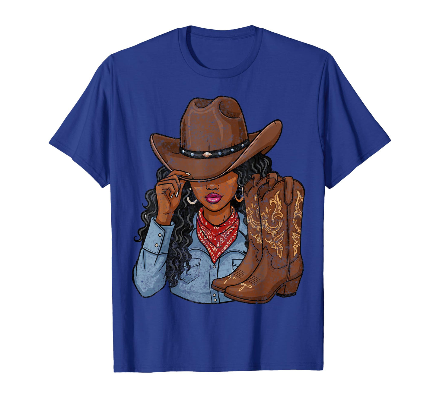 Cowgirl Western Boots Afro Western Rodeo Melanin T-Shirt