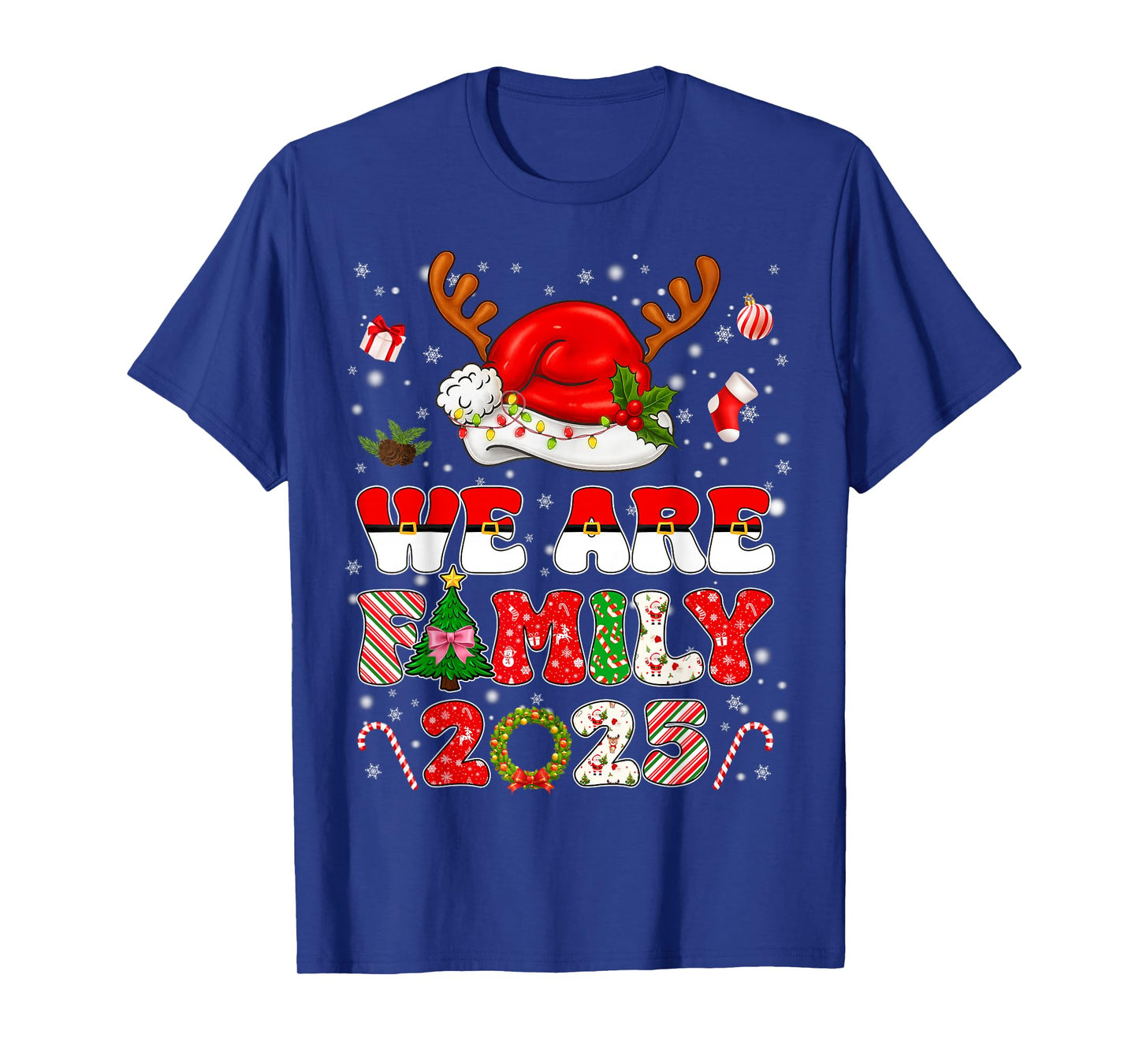 We are Family 2025 Matching Tee Pajamas Xmas Pjs Men Women T-Shirt