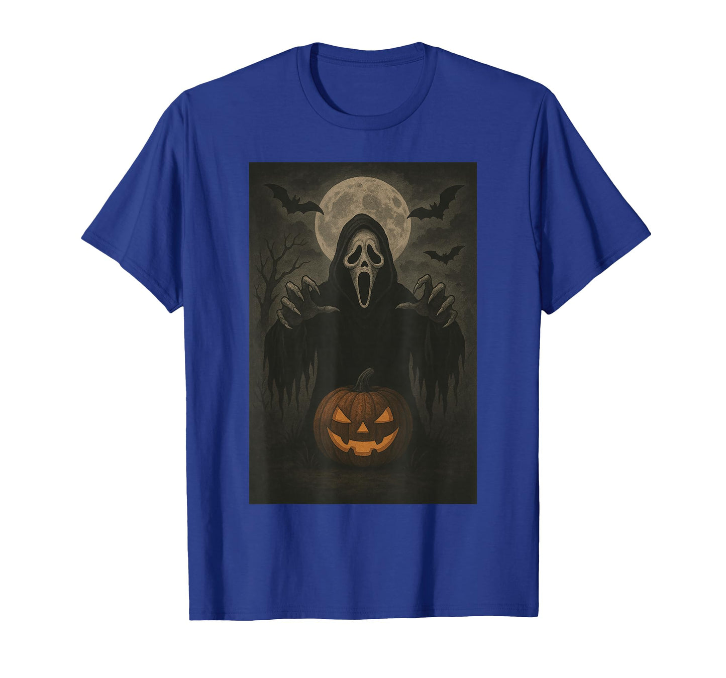 Scary Face Ghost Mask Pumpkin Moon Spooky Halloween Horror T-Shirt