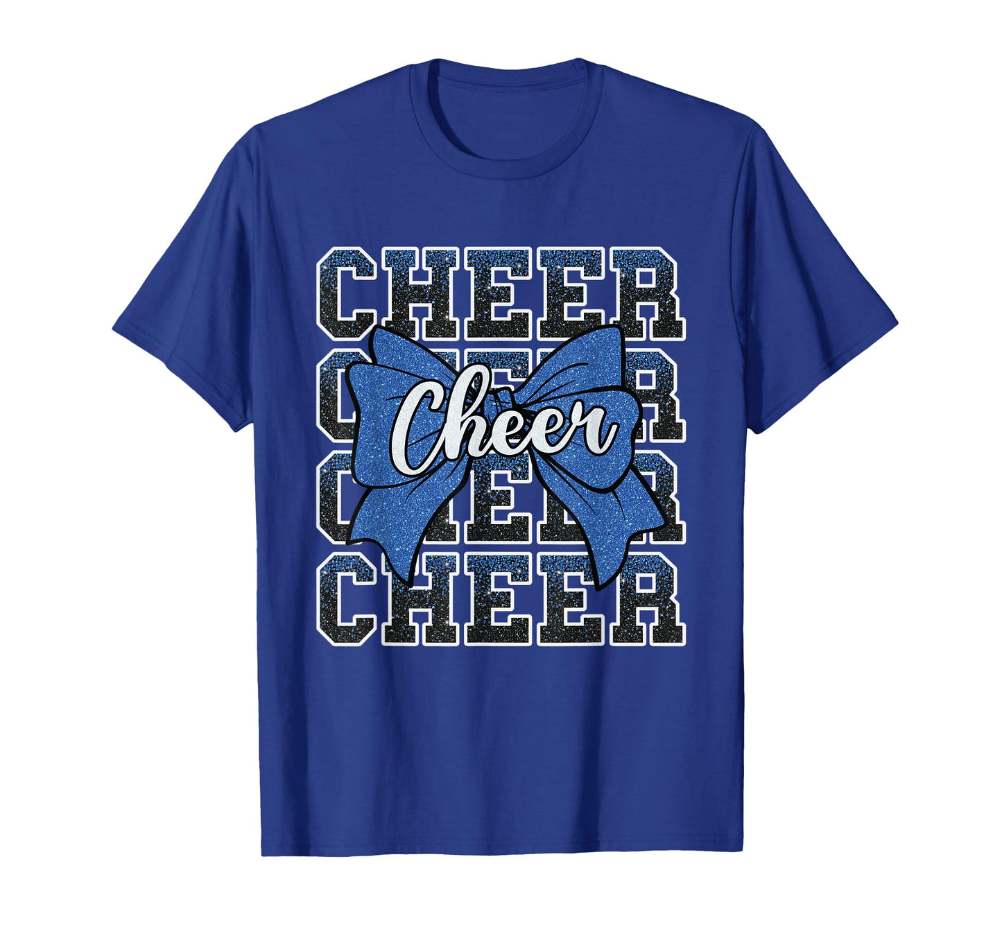 Coquette Cheer Bow Sport Cheerleader Cheerleading Blue T-Shirt
