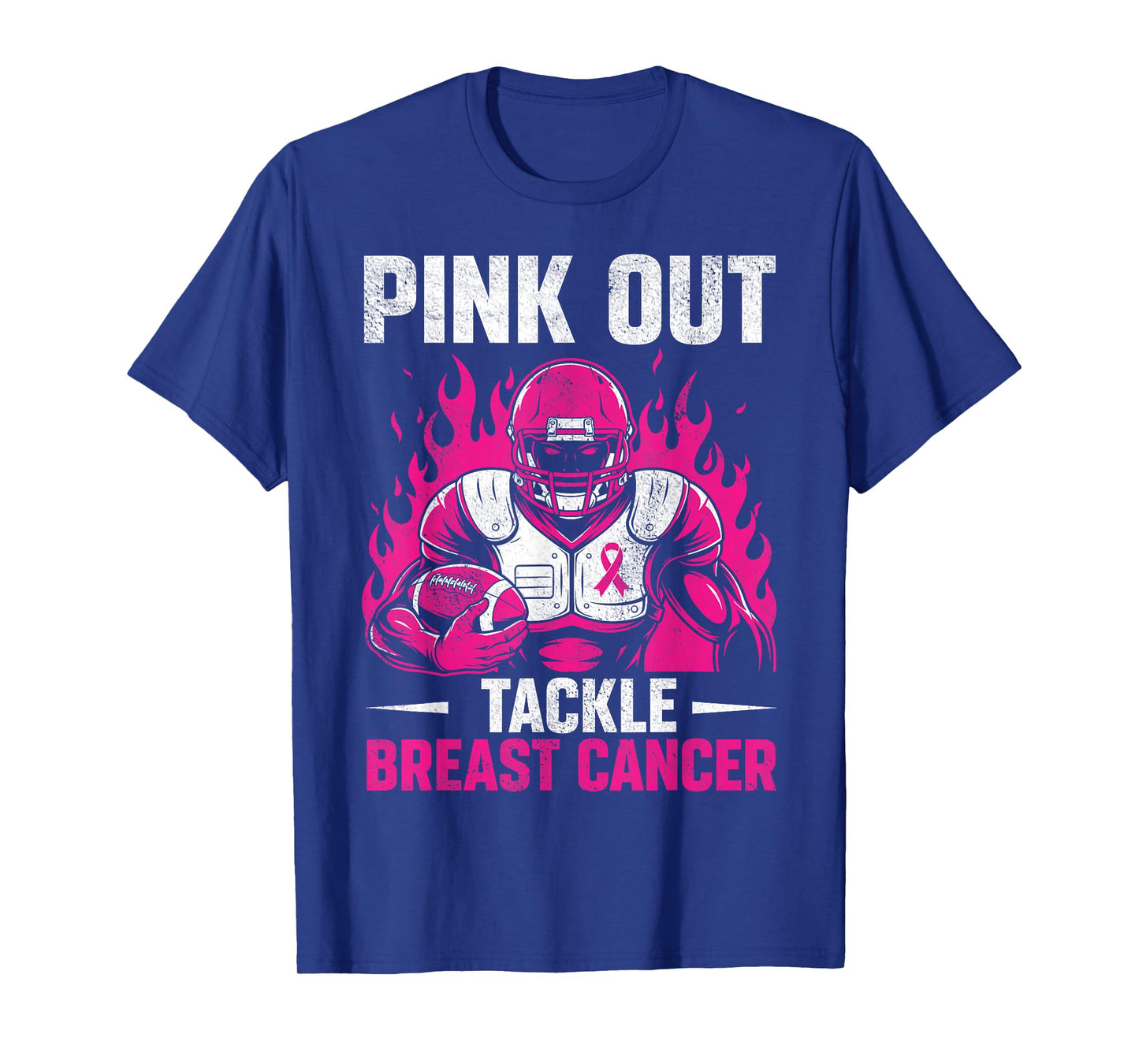 Retro Pink Out Tackle Breast Cancer Awareness Football Boys T-Shirt