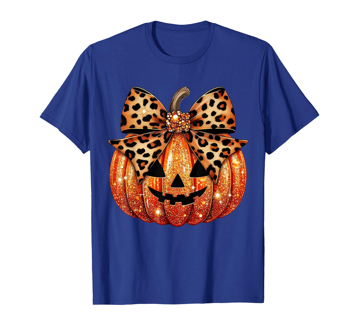 Leopard Coquette Bow Pumpkin Sparkly Pumpkin T-Shirt