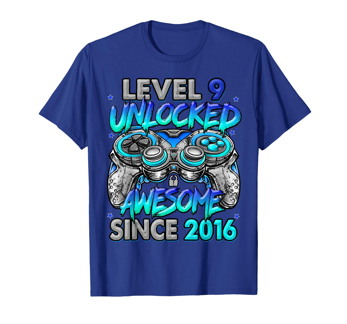 Level 9 Unlocked Awesome Since 2016 9th Birthday Gaming T-Shirt