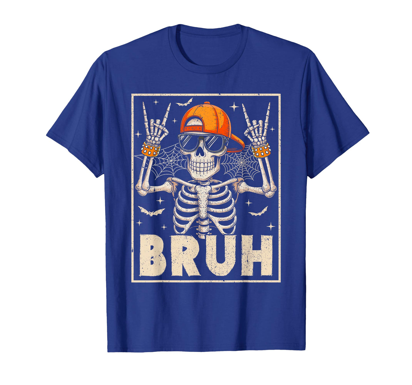 Funny Happy Halloween Skeleton Bruh Scary Boys Kids Rock T-Shirt