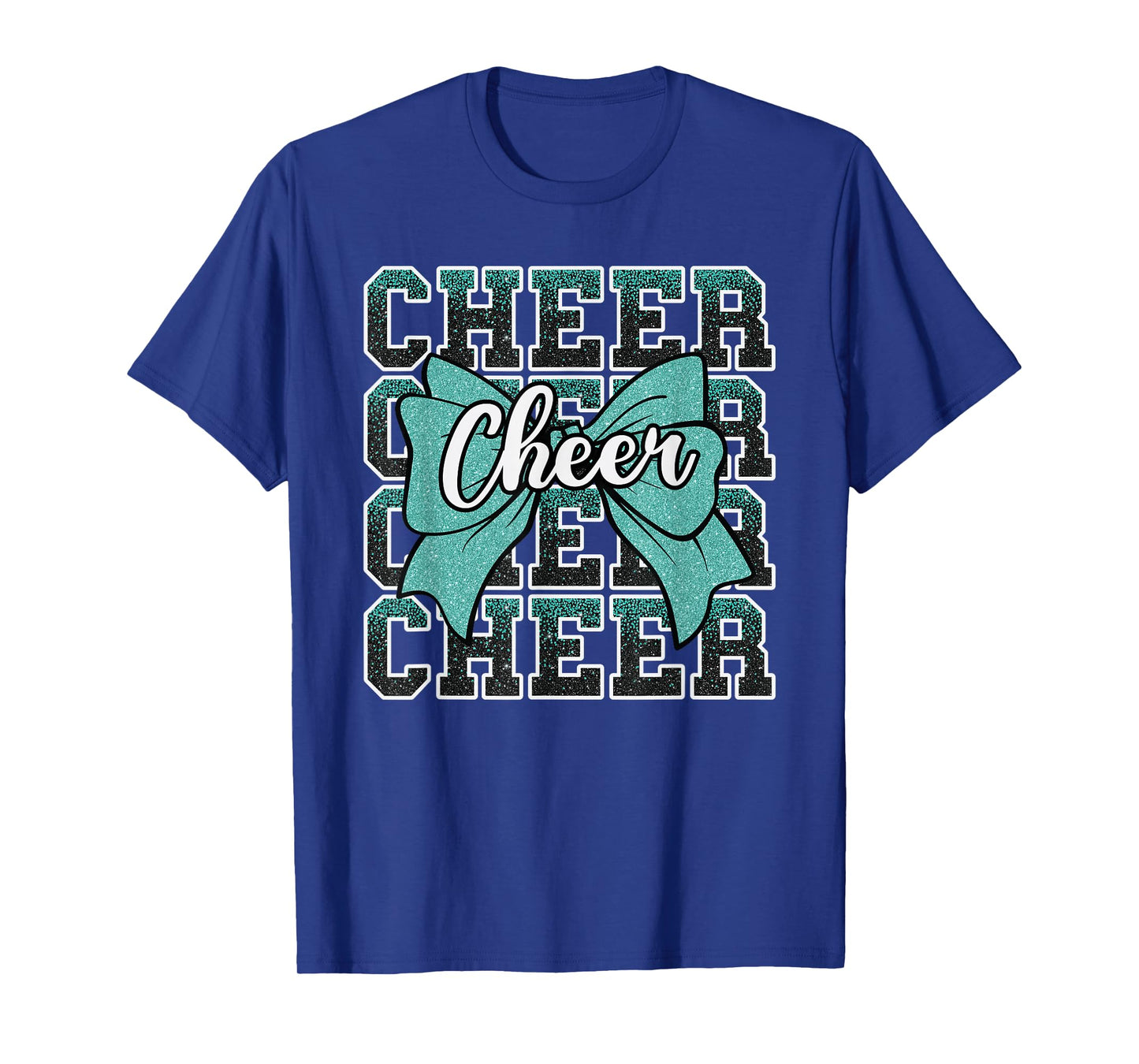 Coquette Cheer Bow Sport Cheerleader Cheerleading Teal Blue T-Shirt