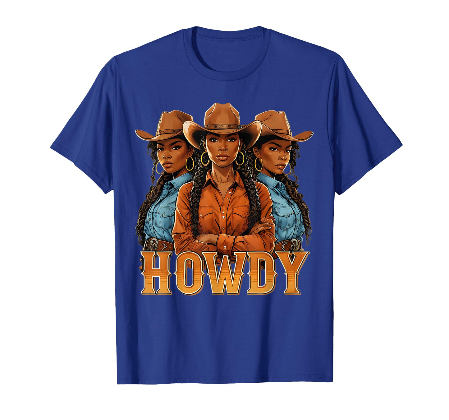 Howdy Retro Western Melanin Black Cowgirl African Women T-Shirt